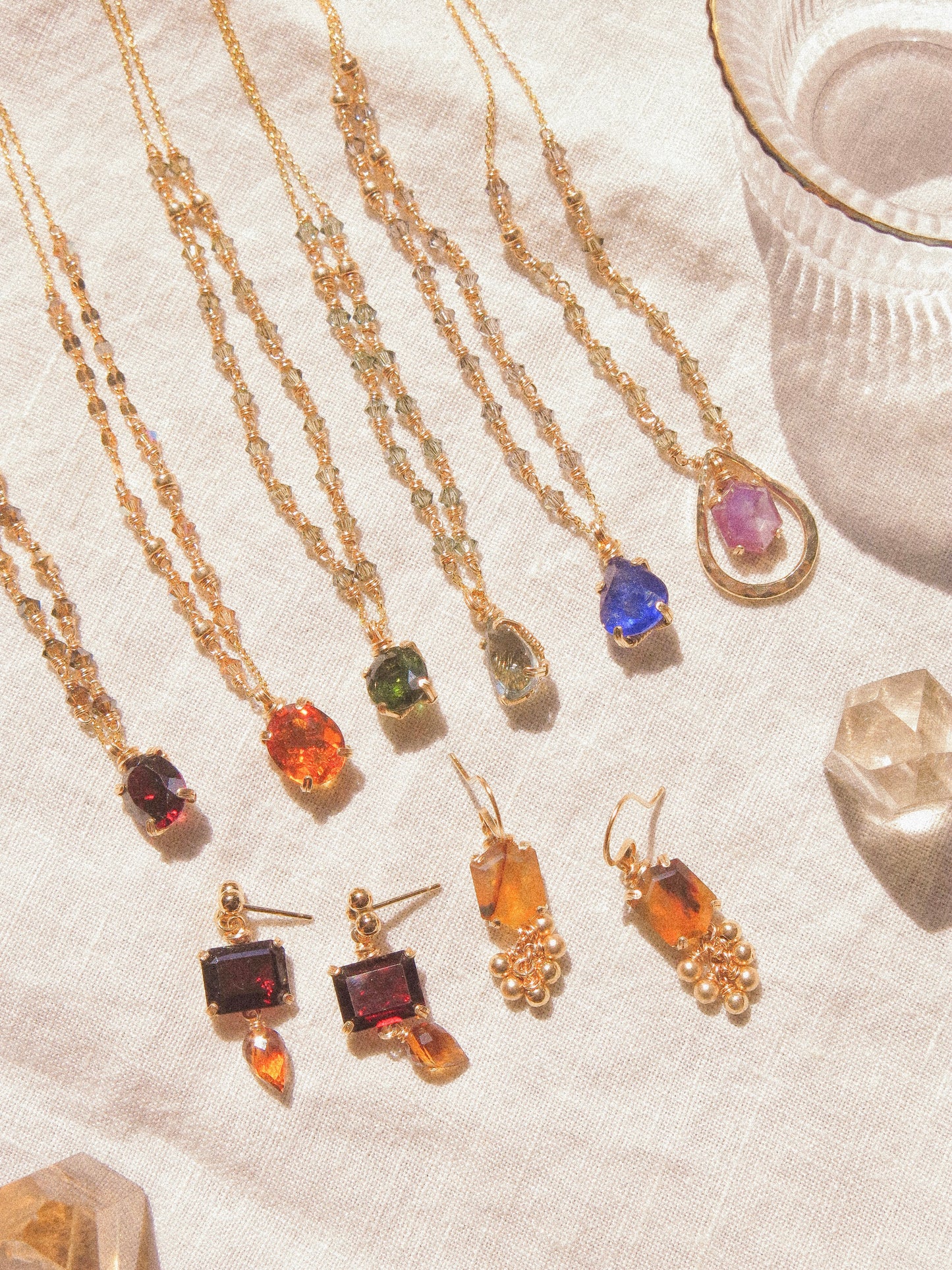 Blue: Prong Set Teardrop Faceted Icy Blue Tourmaline Necklace with Swarovski Crystal Accent Chain, 14K Gold Fill
