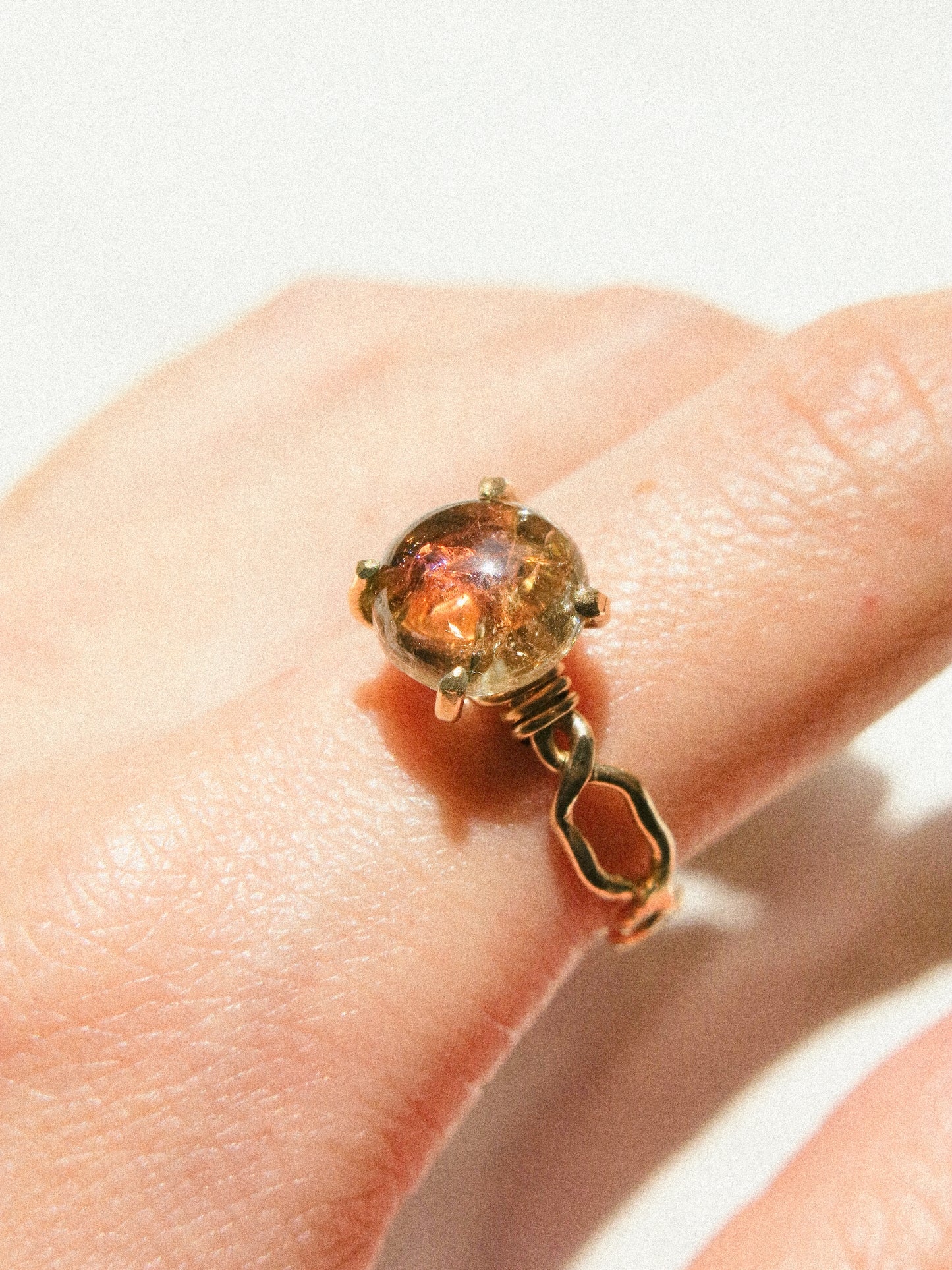 Natural bicolor peach pink round Tourmaline prong set solitaire ring in 14K gold fill, size US 6.5, October birthstone, engagement ring