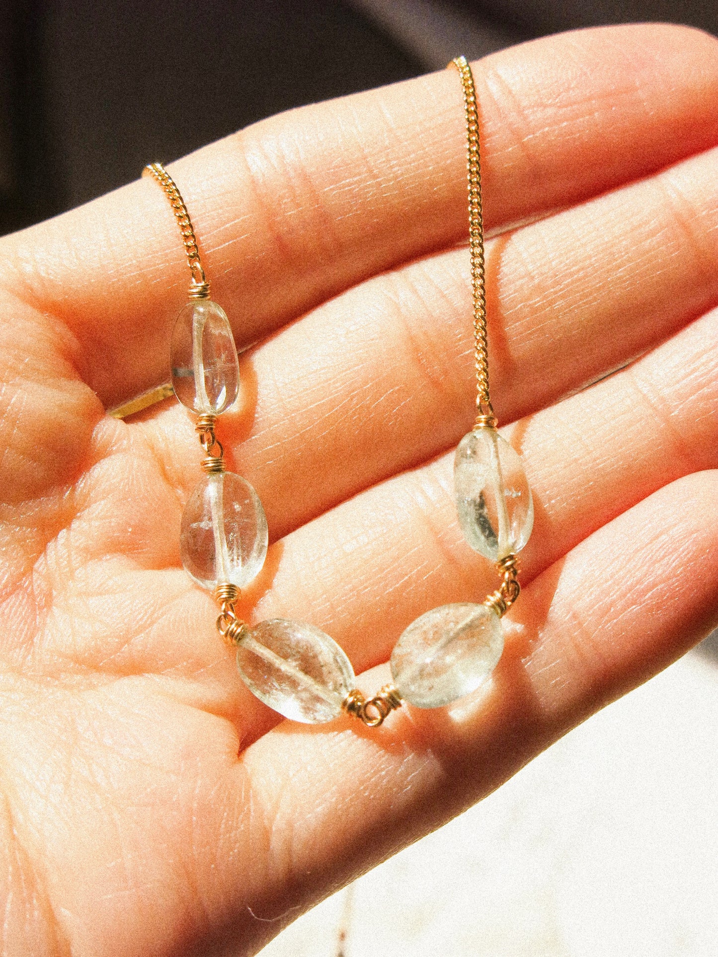 Smooth Oval Aquamarine Short Choker Necklace in 14K Gold Fill, March birthstone, Layering Necklace, Minimalist Jewelry, Translucent Gemstone