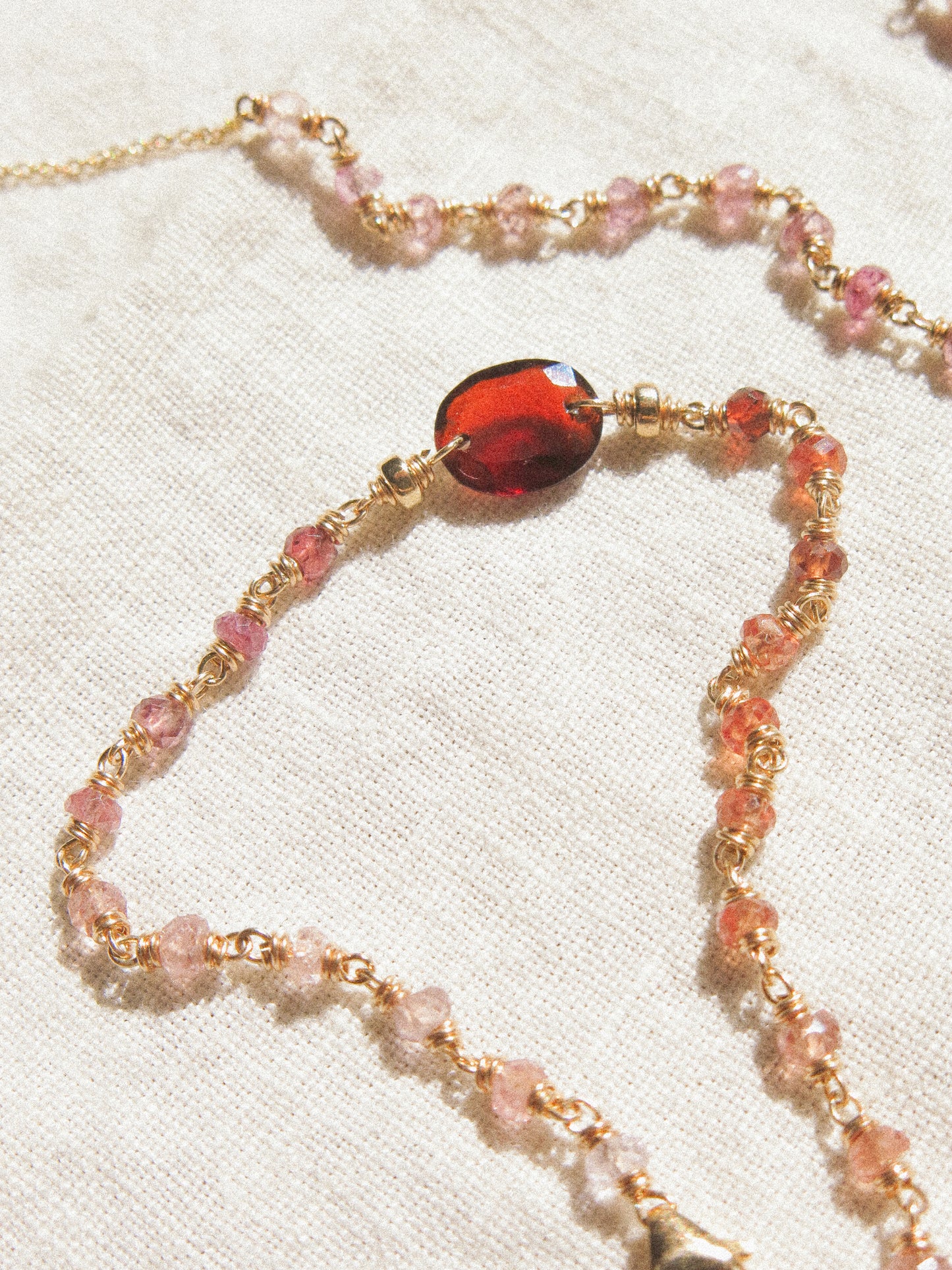 Delicate Bracelet with Faceted Hessonite Garnet and AAA Ombré Tundra Sapphire, 6.5”, 14K Gold Fill
