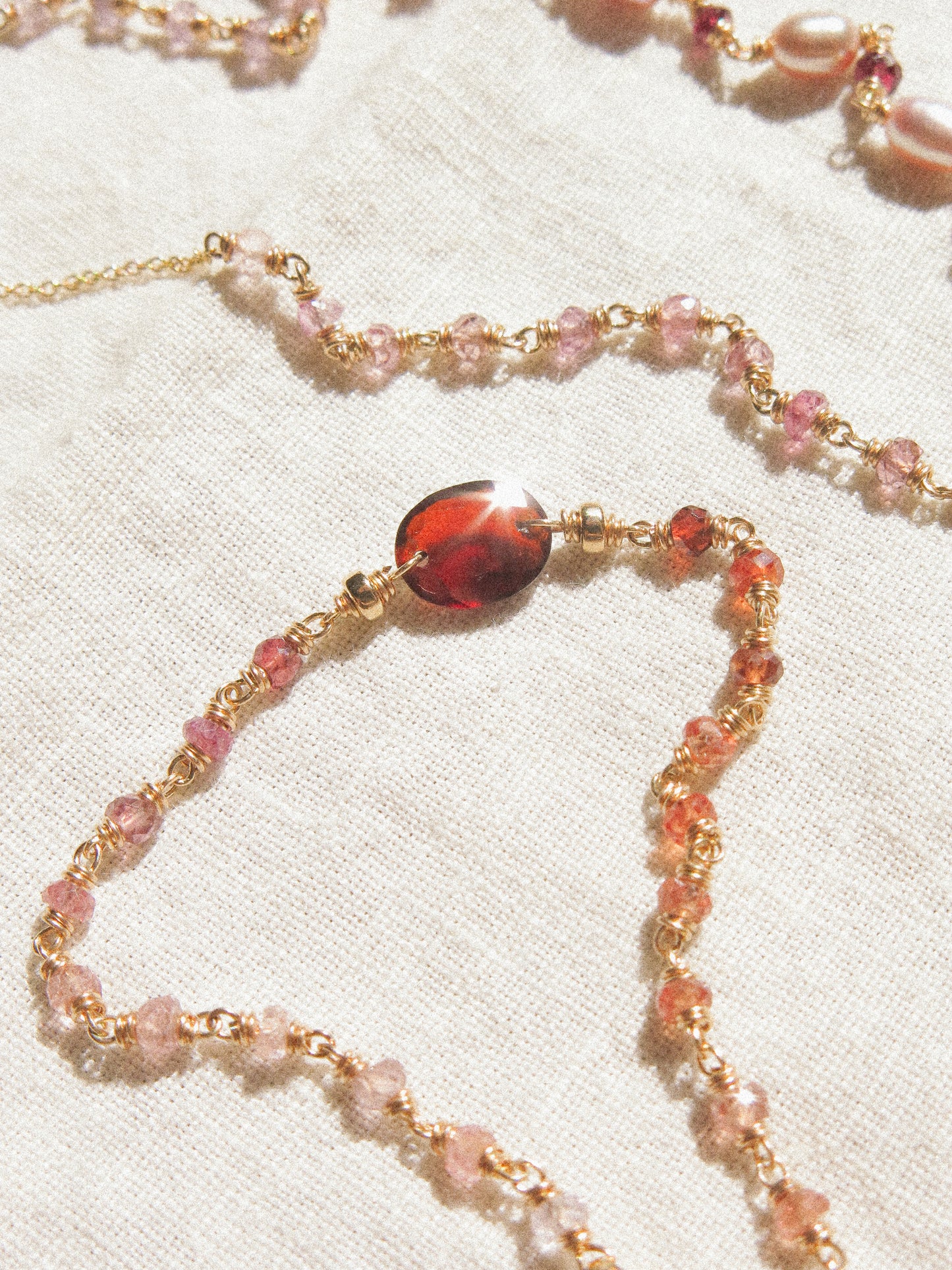 Delicate Bracelet with Faceted Hessonite Garnet and AAA Ombré Tundra Sapphire, 6.5”, 14K Gold Fill