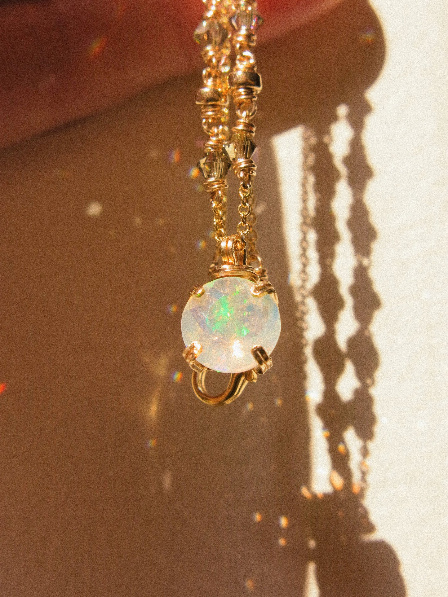 Faceted Round Ethiopian Welo Opal Ombré Necklace in Prong Setting, 14K Gold Fill