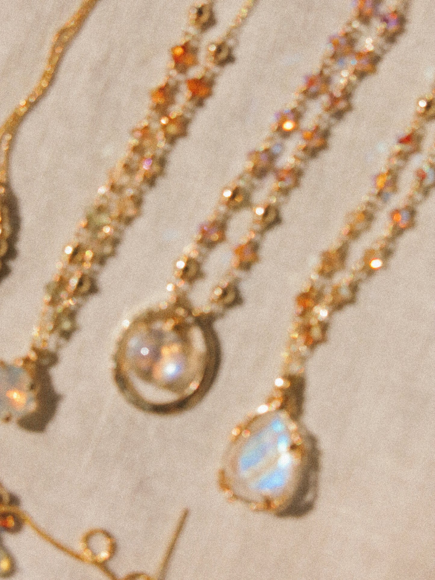 Rainbow Moonstone Ombré Necklace in Double Sided Prong Setting, 14K Gold Fill