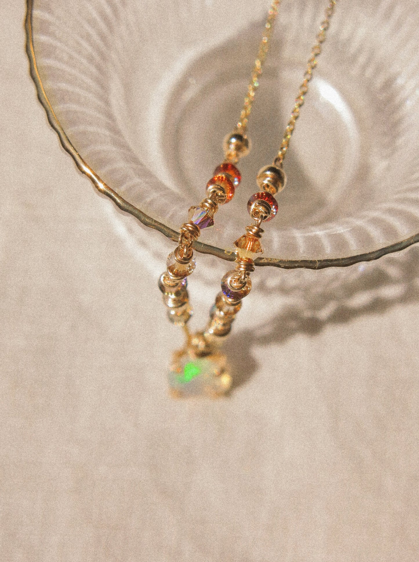 Faceted Round Ethiopian Welo Opal Ombré Necklace in Prong Setting, 14K Gold Fill