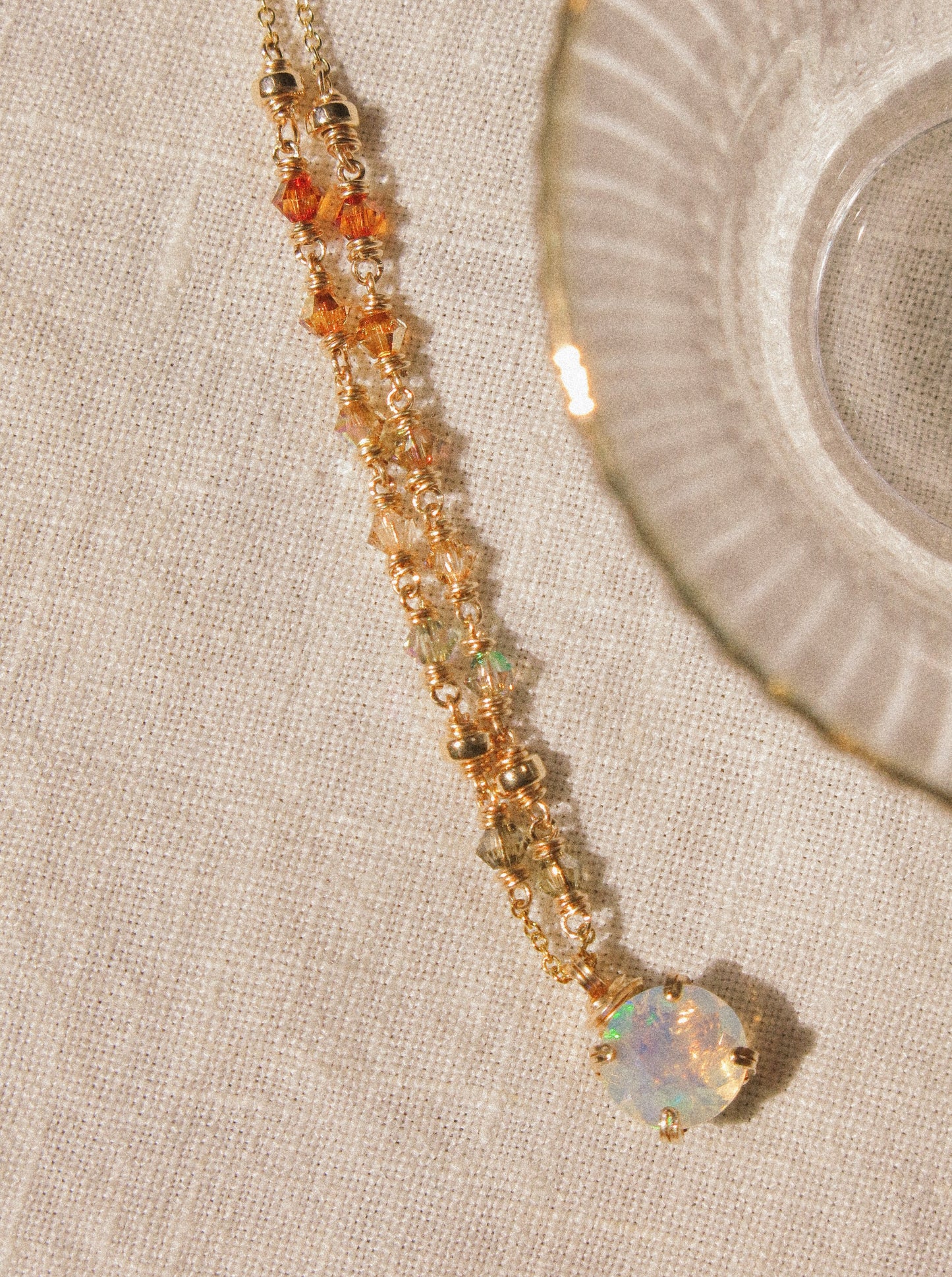 Faceted Round Ethiopian Welo Opal Ombré Necklace in Prong Setting, 14K Gold Fill