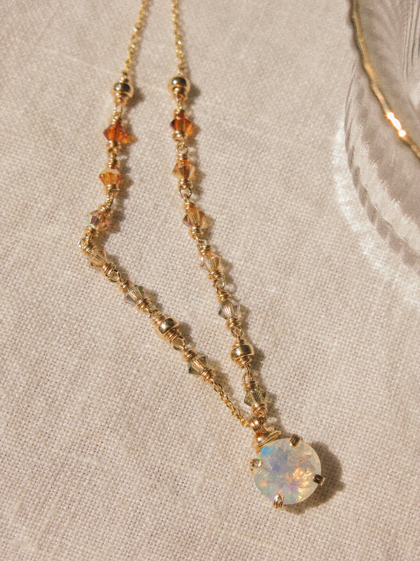 Faceted Round Ethiopian Welo Opal Ombré Necklace in Prong Setting, 14K Gold Fill