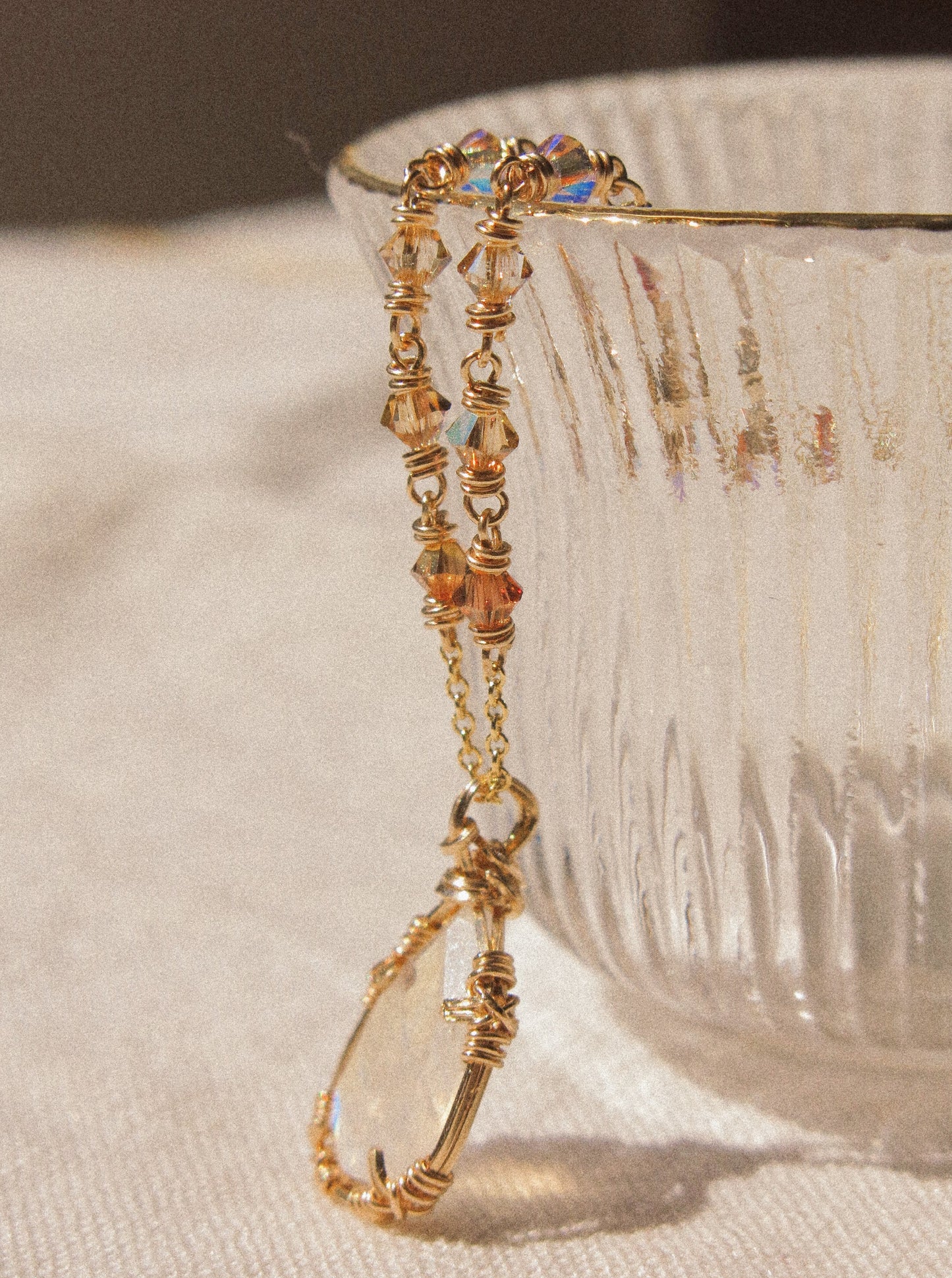 Rainbow Moonstone Ombré Necklace in Double Sided Prong Setting, 14K Gold Fill