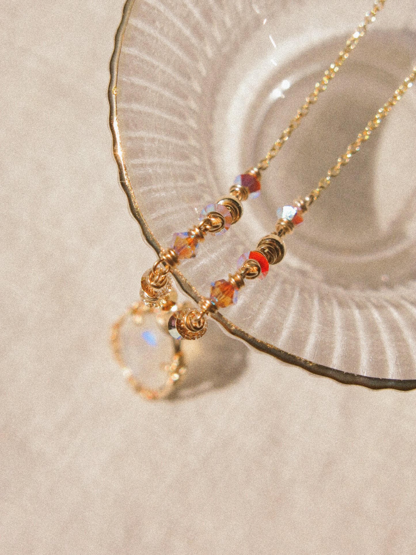 Rainbow Moonstone Ombré Necklace in Double Sided Prong Setting, 14K Gold Fill