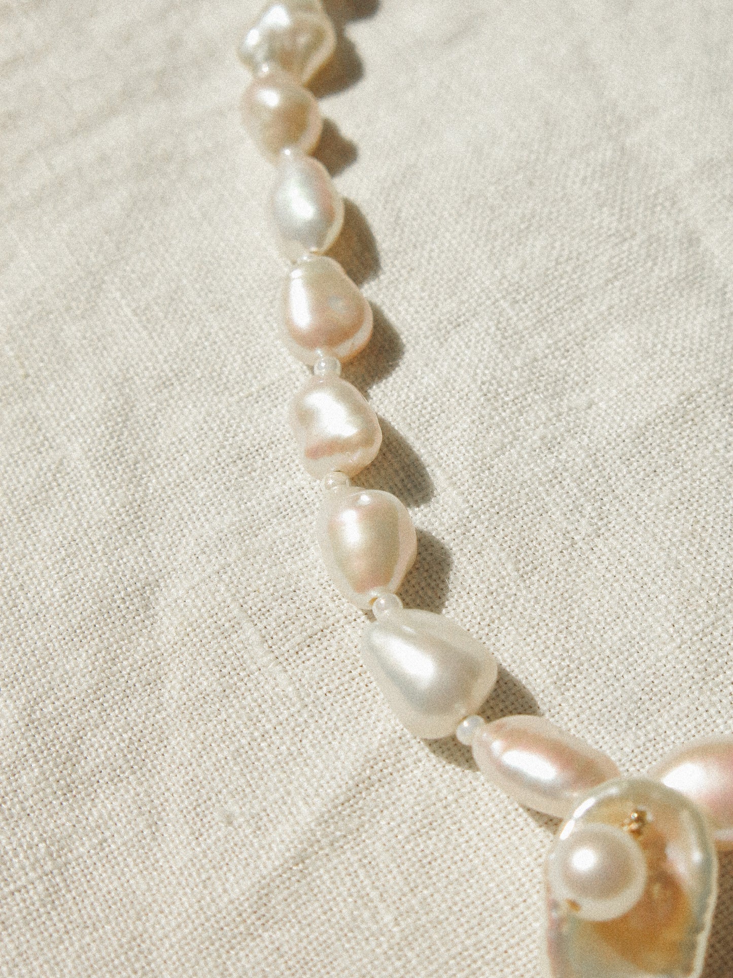 Pearl in an Oyster Necklace with Keshi Nugget Pearls, 14.75", 14K Gold Fill