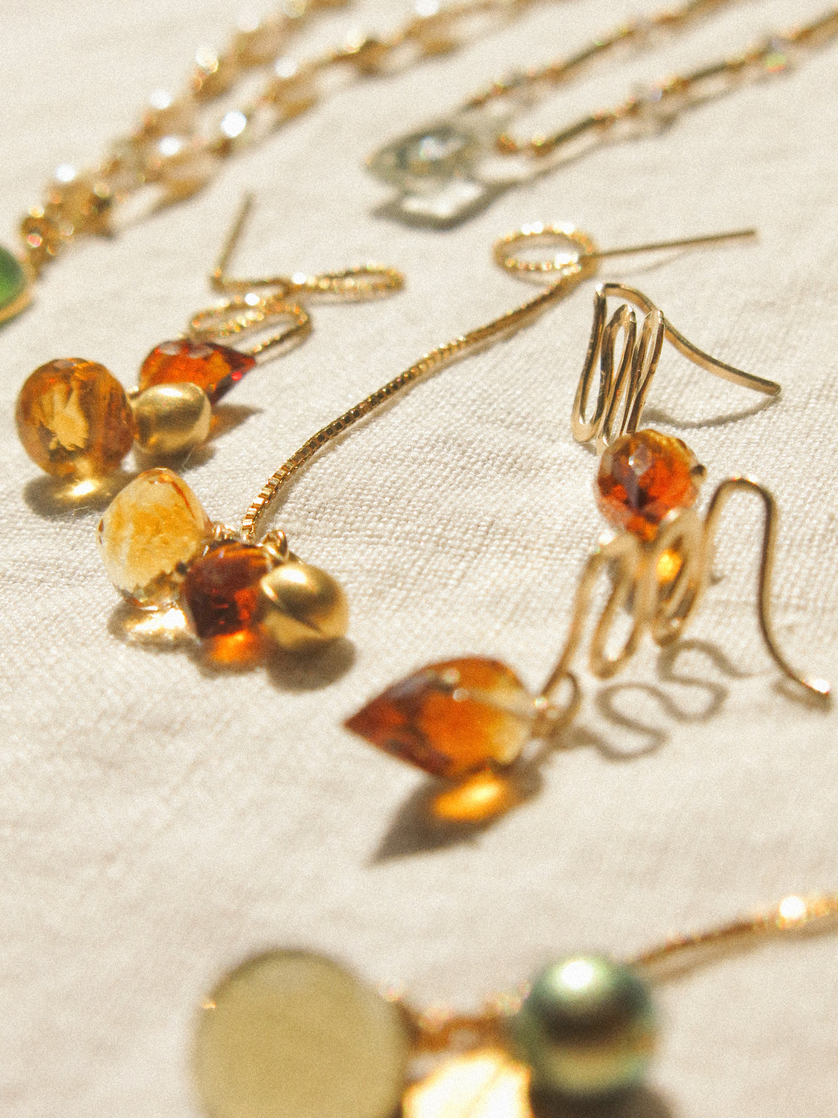Petit Serpent: Textured Mini Snake and Brandy Citrine Earrings, 14K Gold Fill