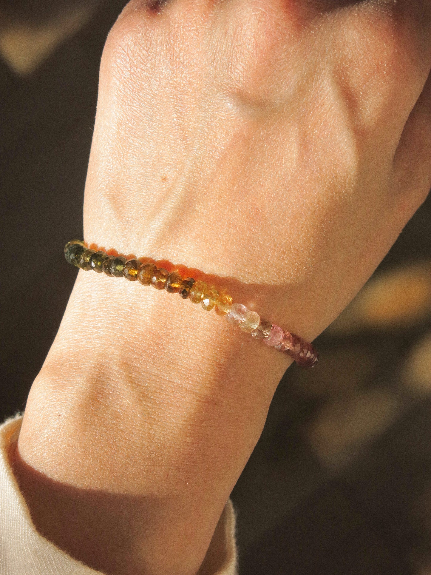 AAA Watermelon Tourmaline Ombré Bracelet with Magnetic Clasp, 6.75", 14K Gold Fill