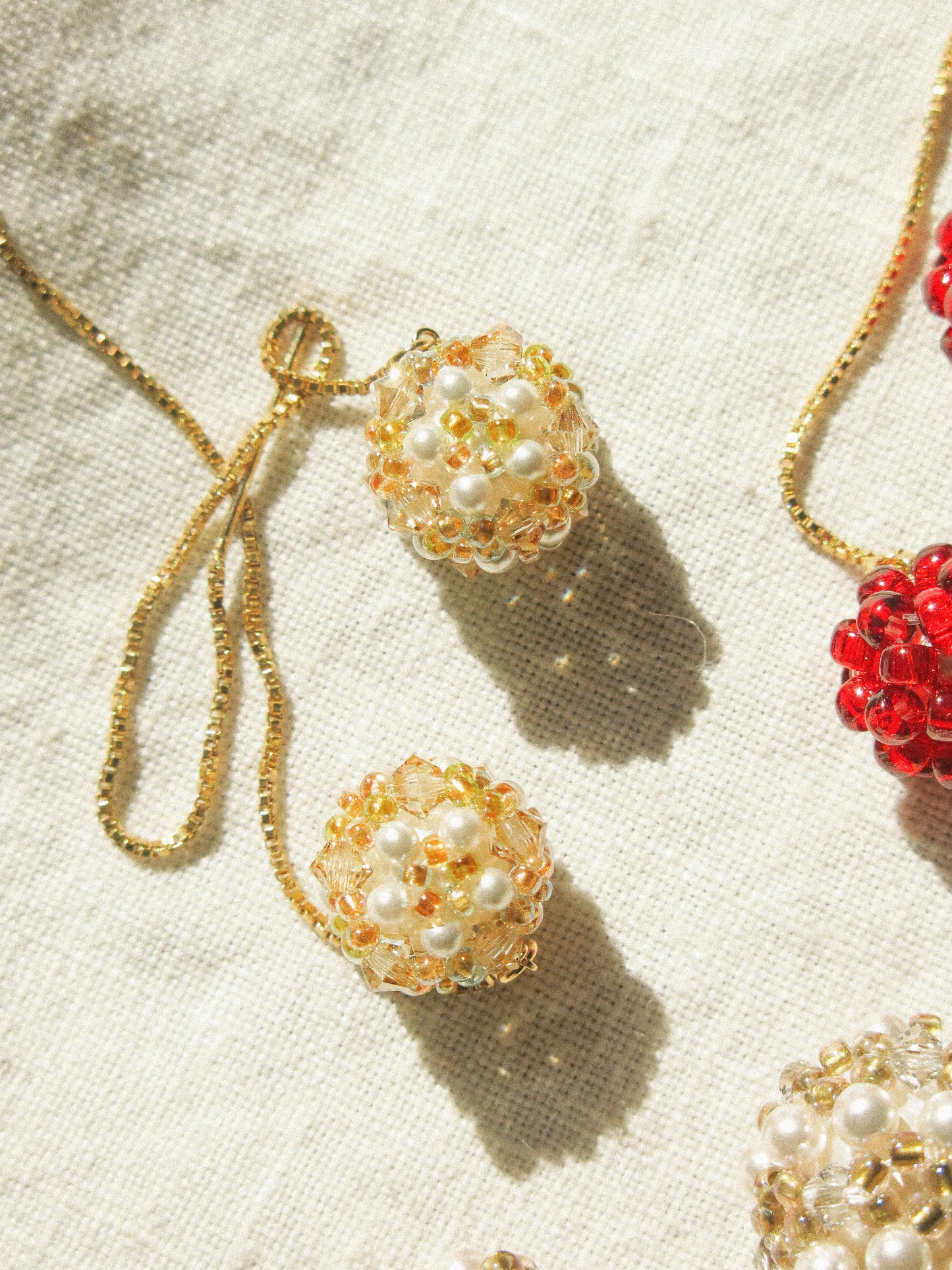 Sphere Threaders in Bloom: Beaded with Miyuki Glass Beads and Swarovski Crystals, 14K Gold Fill