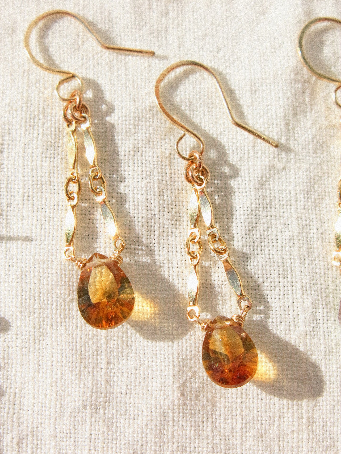 Catcher Earrings in Concave Cut Brandy Citrine in 14K Gold Fill, November Birthstone, Handmade Jewelry
