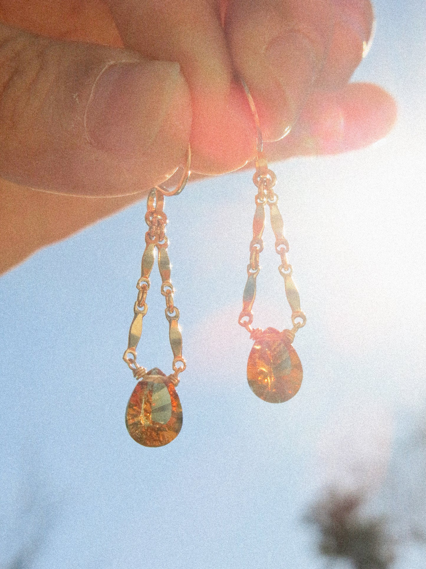 Catcher Earrings in Concave Cut Brandy Citrine in 14K Gold Fill, November Birthstone, Handmade Jewelry