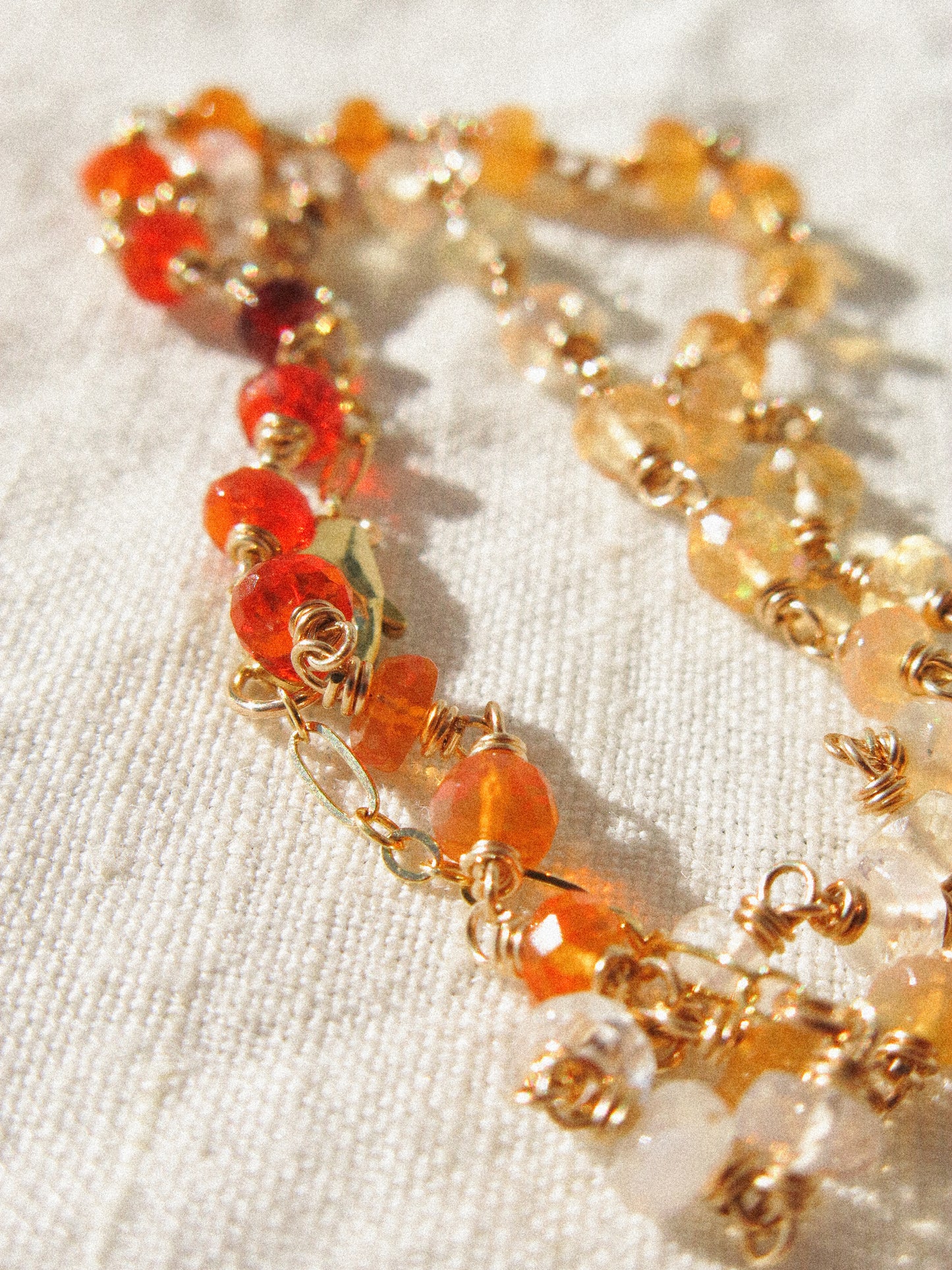Mexican Fire Opal Ombré Delicate Choker Necklace