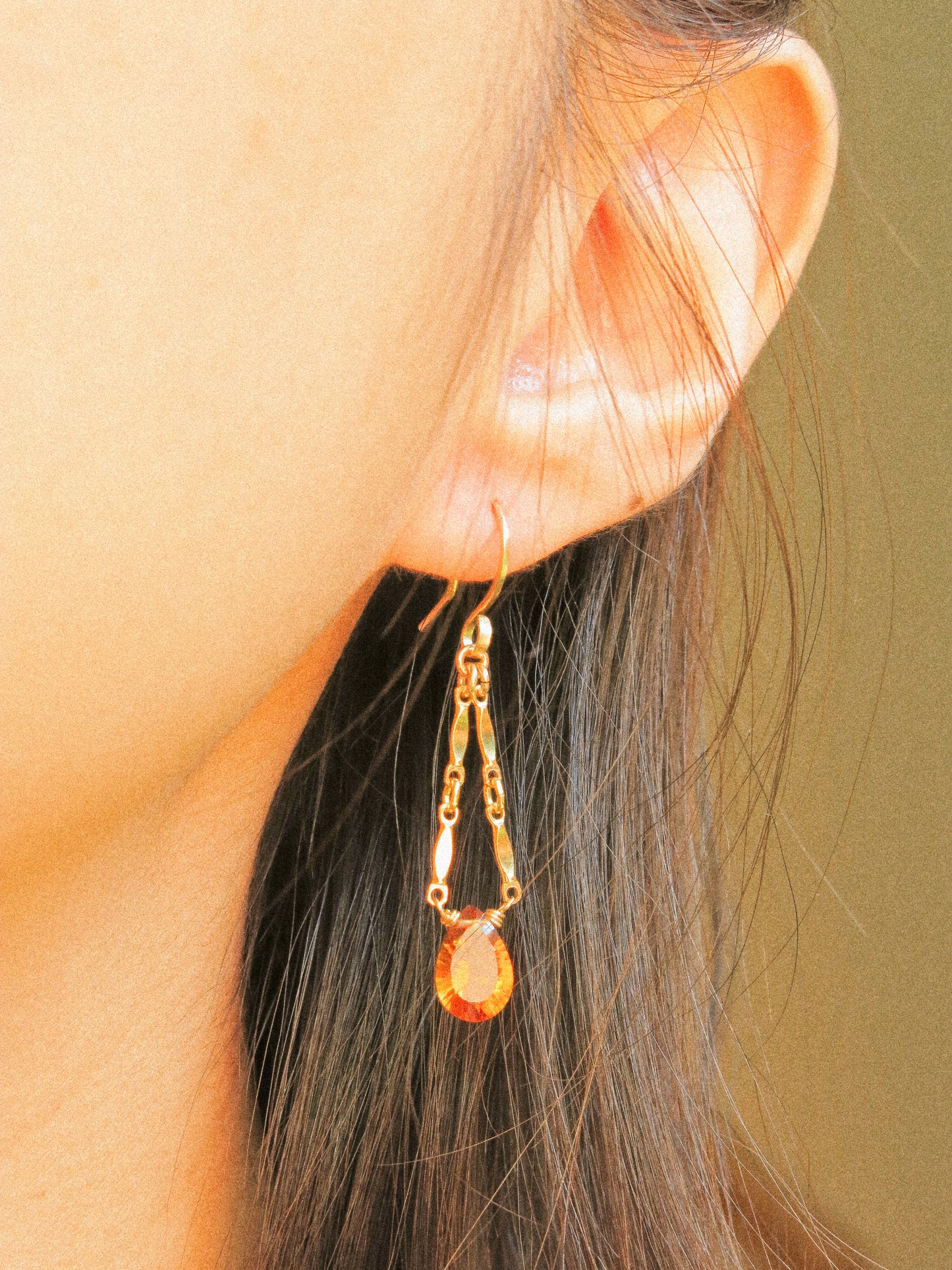 Catcher Earrings in Concave Cut Brandy Citrine in 14K Gold Fill, November Birthstone, Handmade Jewelry