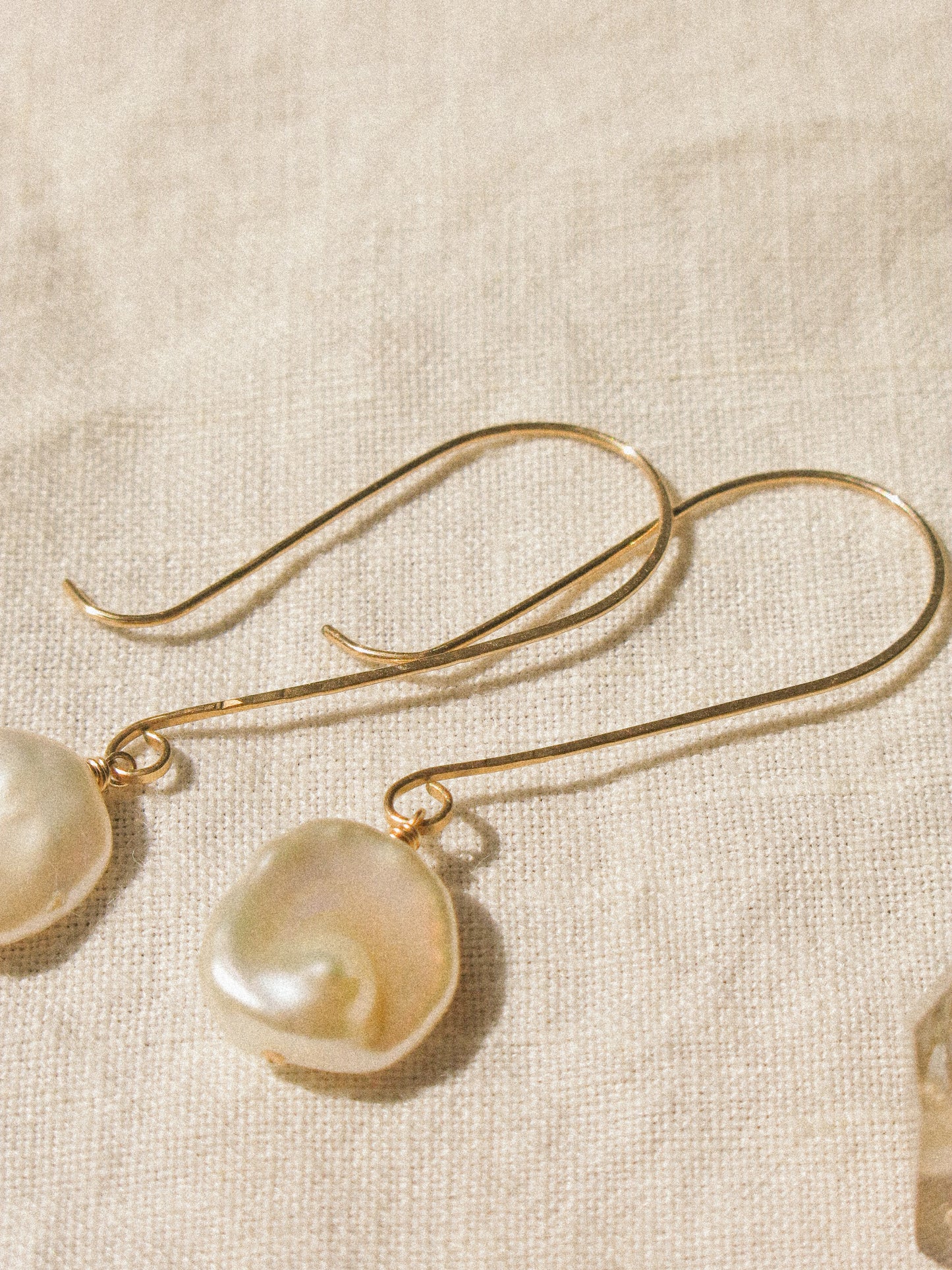 Rose White AAA Keshi Pearl Long Hook Dangle Earrings