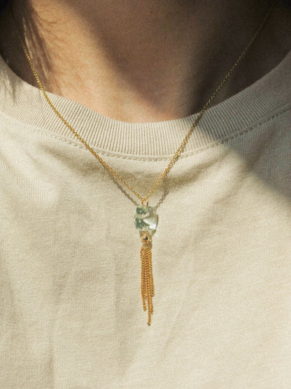 Faceted Cushion Cut Aquamarine Tassel Necklace in 14K Gold Fill, March Birthstone, 16", elegant Wire Wrapped Victorian-inspired jewelry