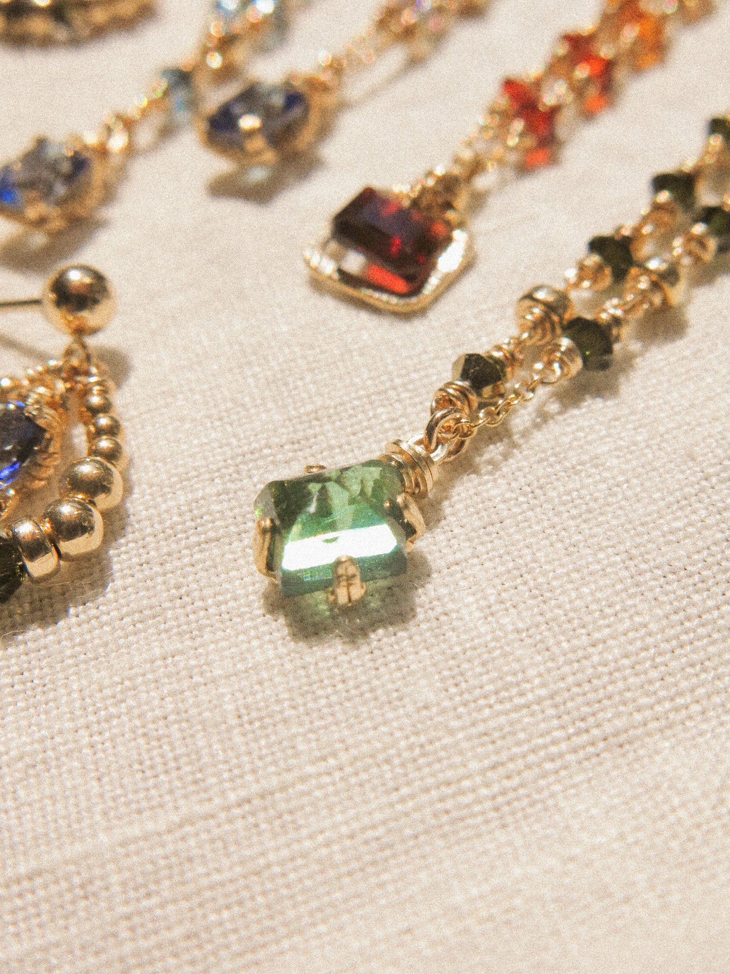 Forest Green Tourmaline Prong Set Pendant Necklace with Swarovski Crystal Accent, 14K Gold Fill