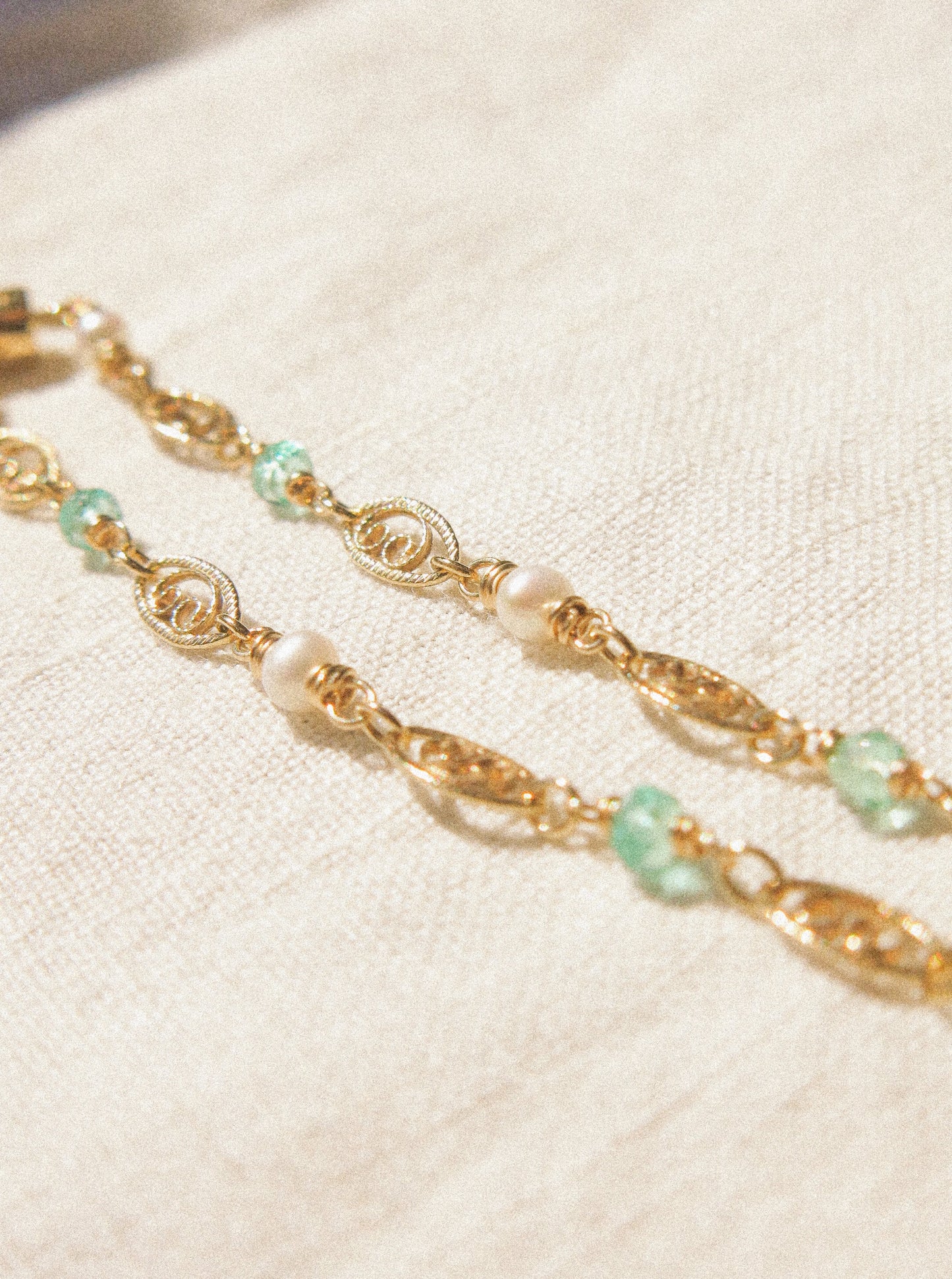 AAA Zambian Emerald Delicate Bracelet with Magnetic Clasp and Filigree Chains, 6”, 14K Gold Fill