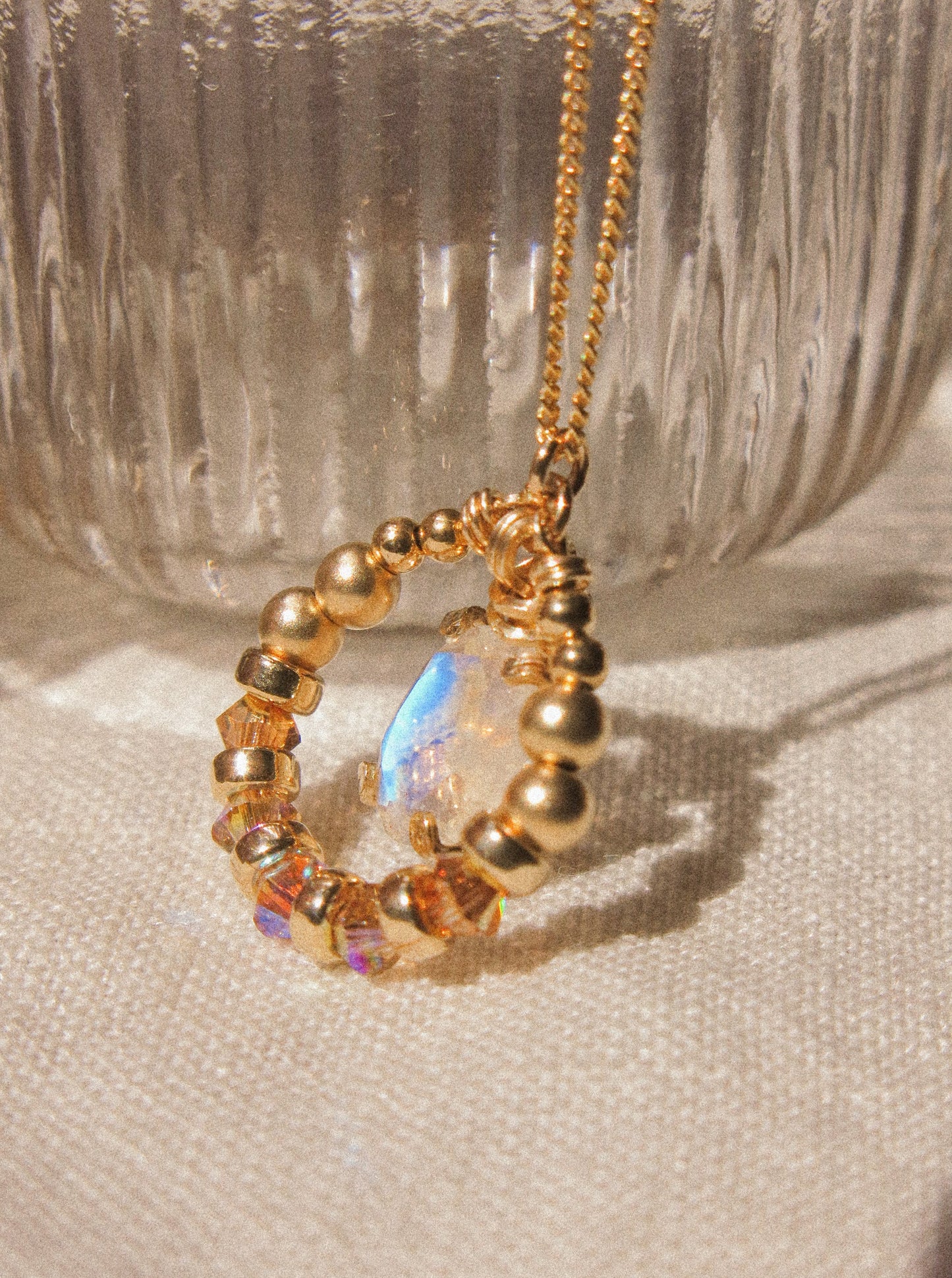 Rainbow Moonstone Suila Necklace, Prong Setting, 14K Gold Fill