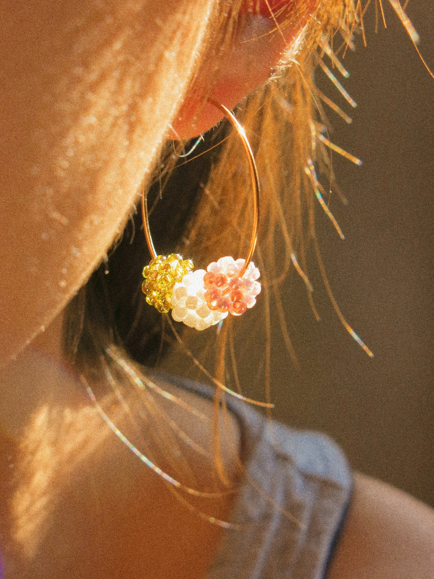 🍡Petit Dango (団子) Beaded Earrings, Pick a Style: Ear Threaders or Hammered Hoops, 14K Gold Fill