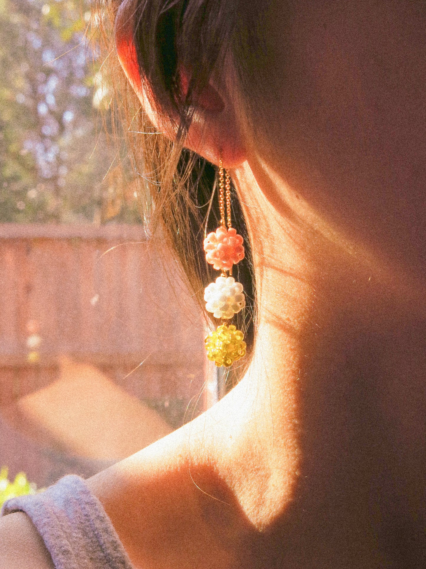 🍡Large Dango (団子) Beaded Threader Earrings, 14K Gold Fill