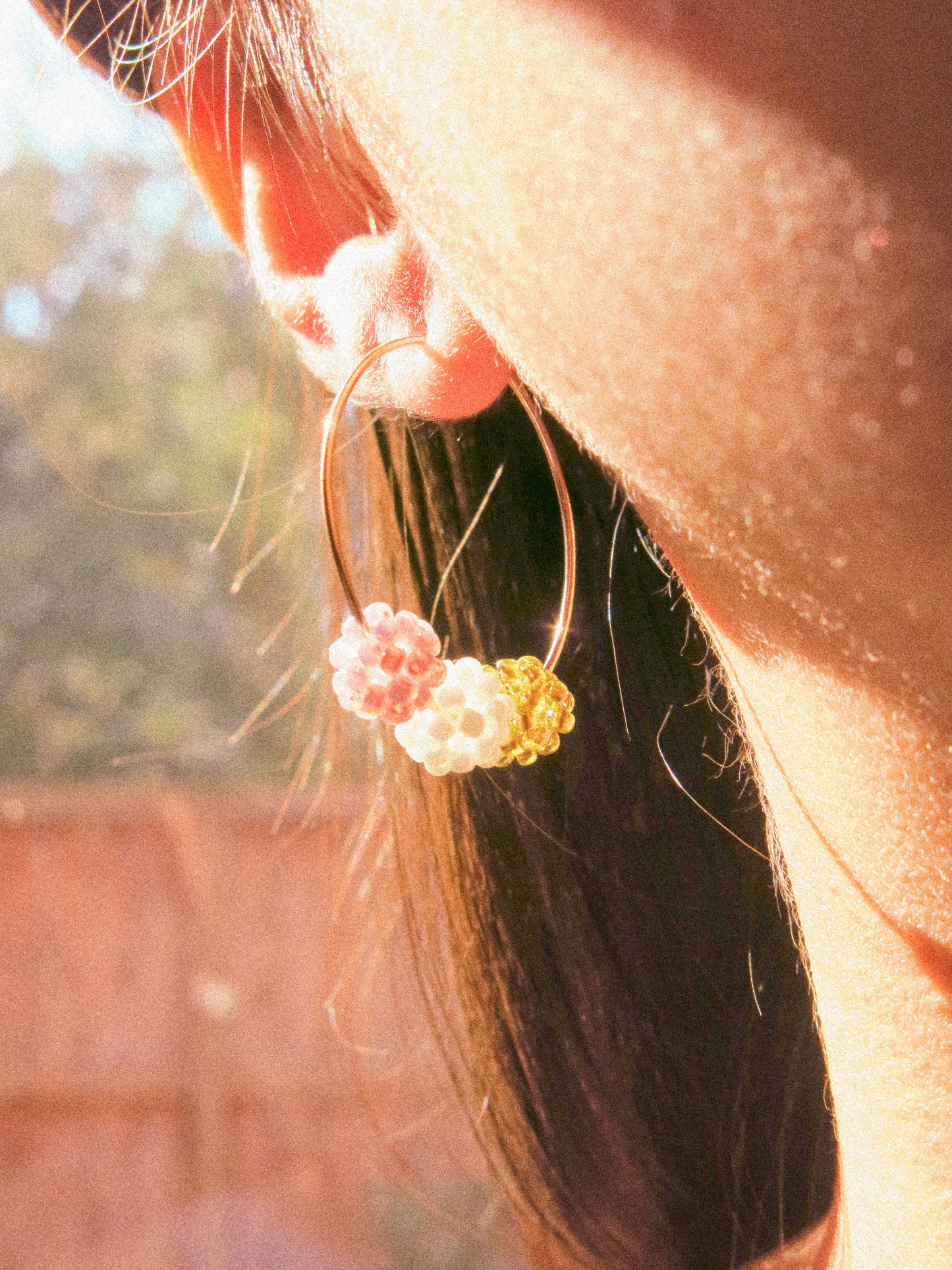 🍡Petit Dango (団子) Beaded Earrings, Pick a Style: Ear Threaders or Hammered Hoops, 14K Gold Fill