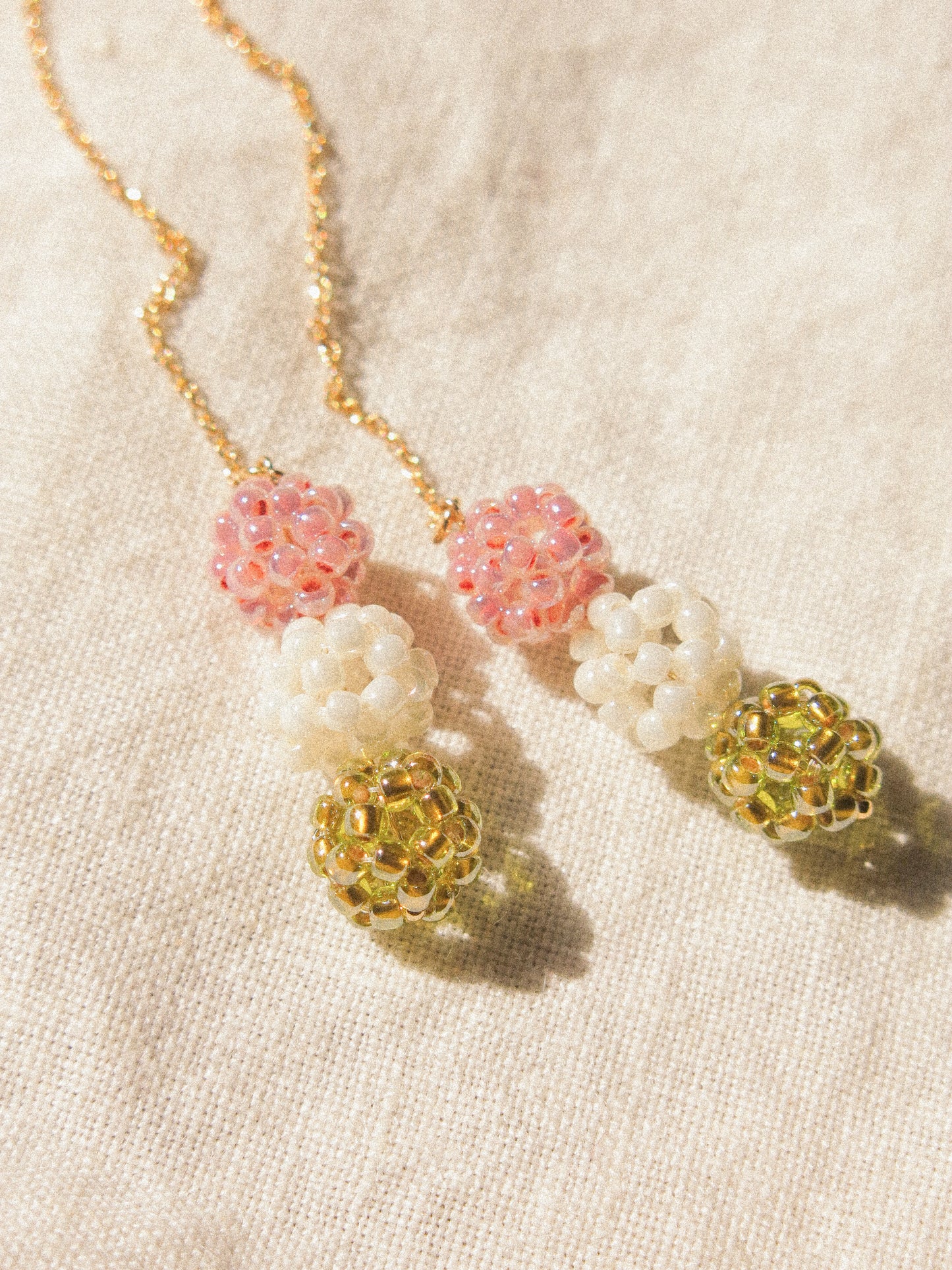 🍡Petit Dango (団子) Beaded Earrings, Pick a Style: Ear Threaders or Hammered Hoops, 14K Gold Fill