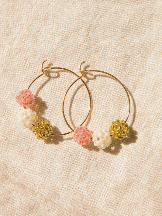 🍡Petit Dango (団子) Beaded Earrings, Pick a Style: Ear Threaders or Hammered Hoops, 14K Gold Fill