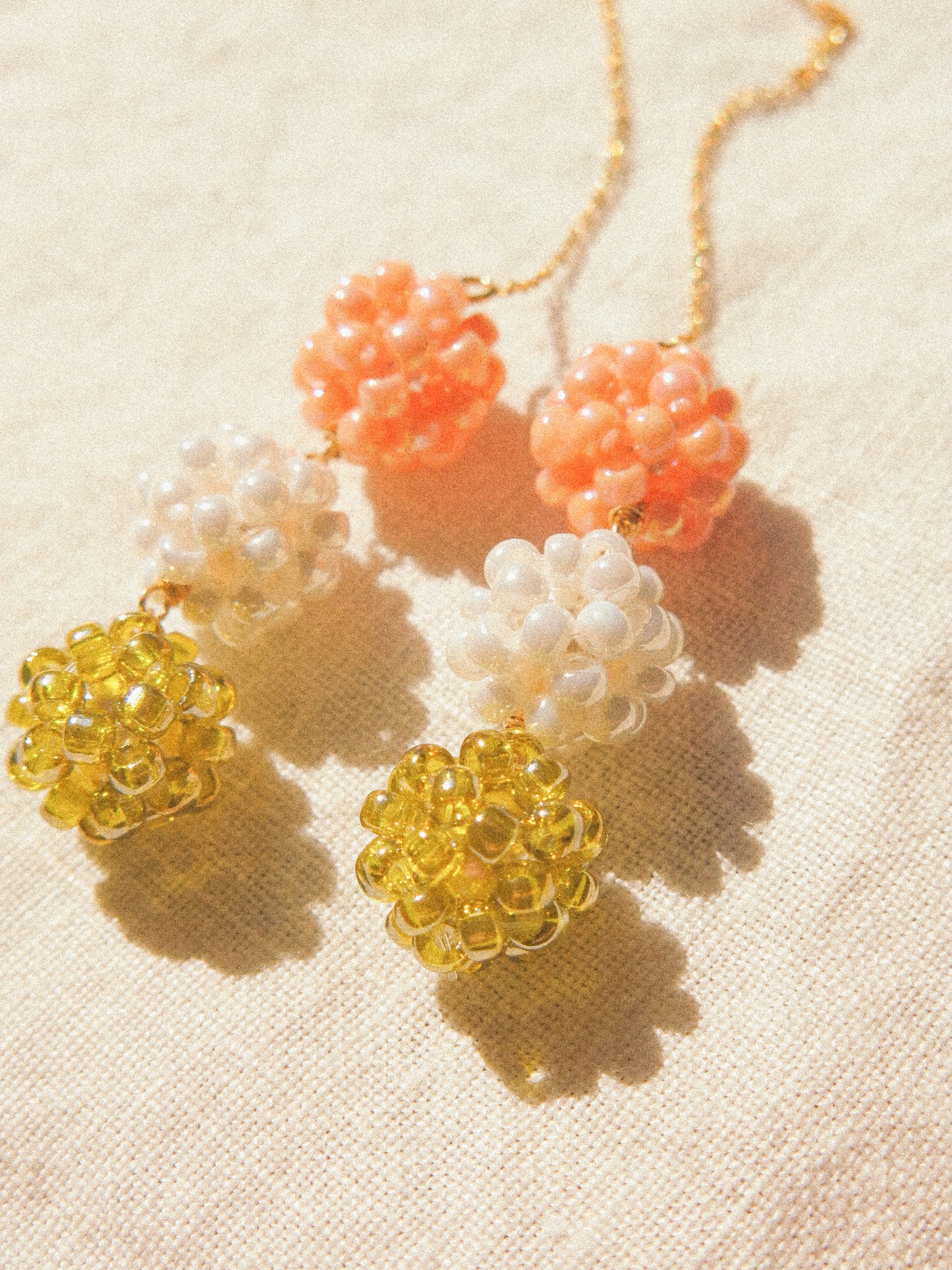 🍡Large Dango (団子) Beaded Threader Earrings, 14K Gold Fill