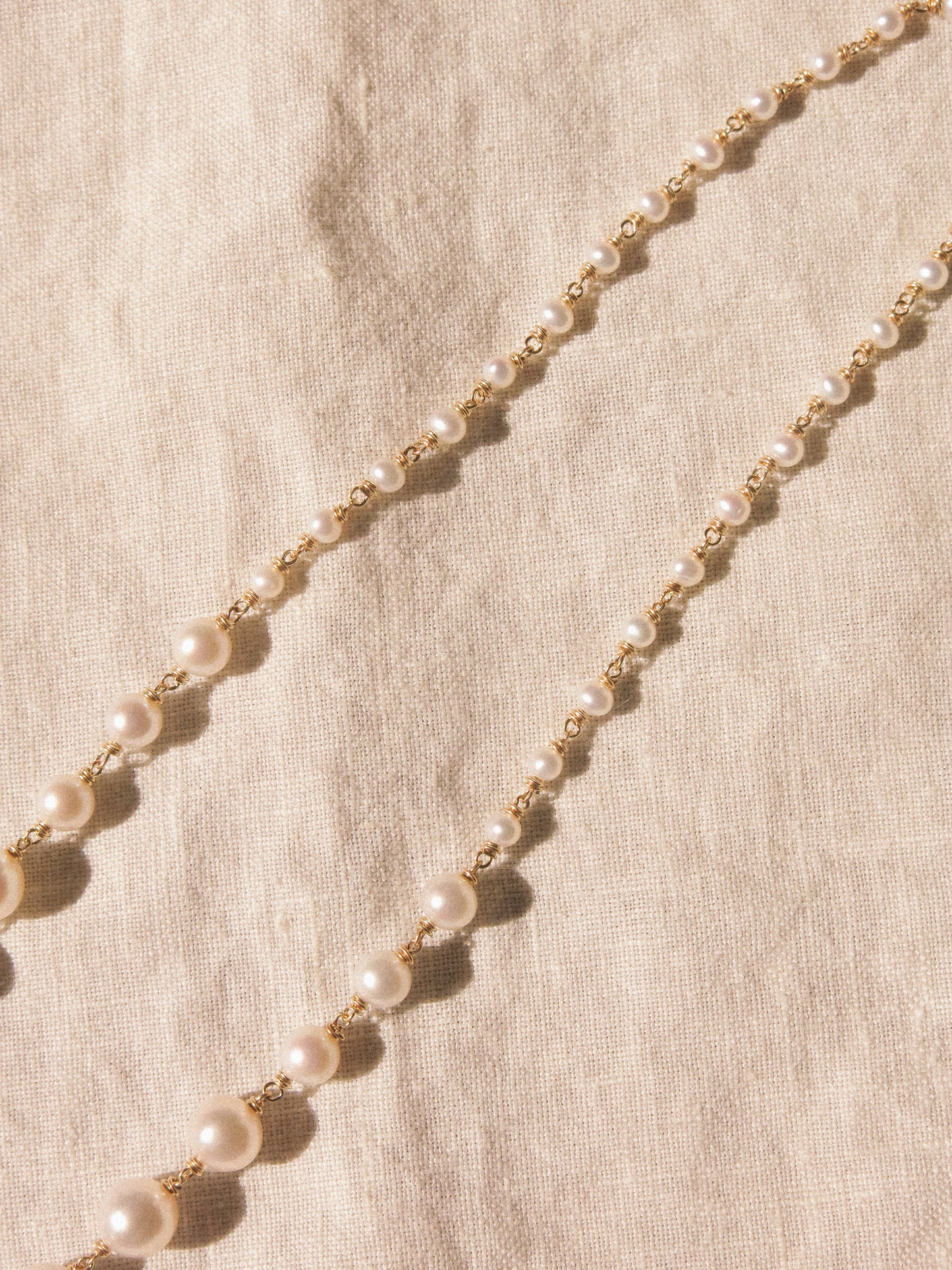 Graduated White Round Pearl Choker Necklace, 14K Gold Fill