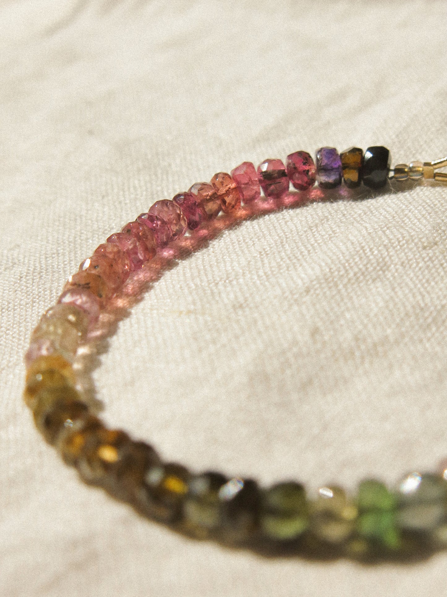AAA Watermelon Tourmaline Ombré Bracelet with Magnetic Clasp, 6.75", 14K Gold Fill