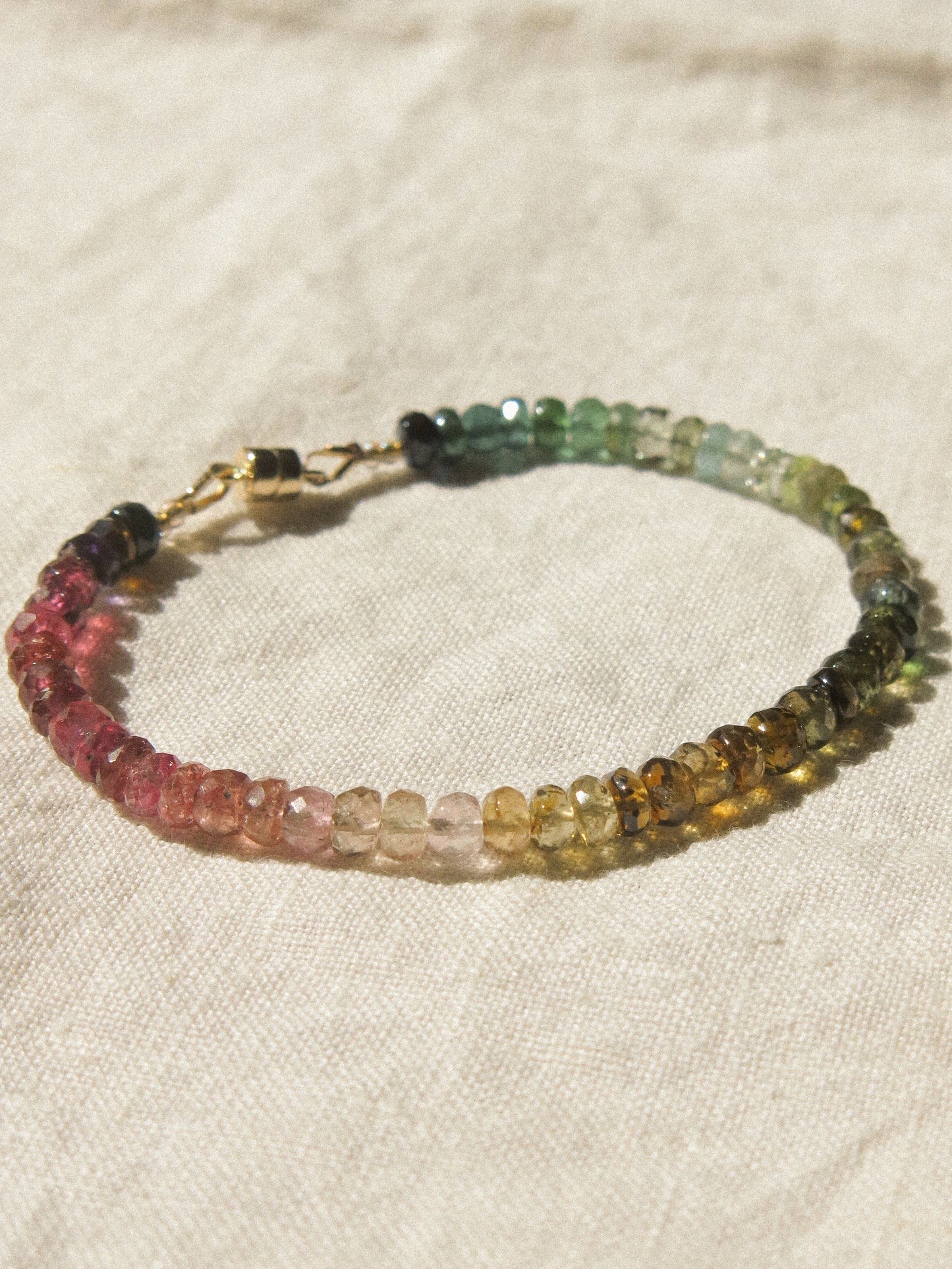AAA Watermelon Tourmaline Ombré Bracelet with Magnetic Clasp, 6.75", 14K Gold Fill