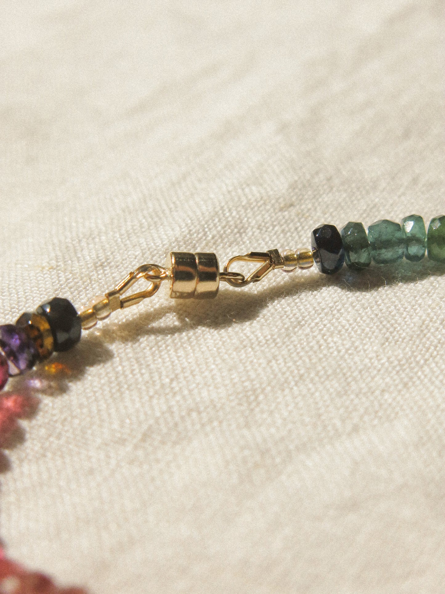 AAA Watermelon Tourmaline Ombré Bracelet with Magnetic Clasp, 6.75", 14K Gold Fill