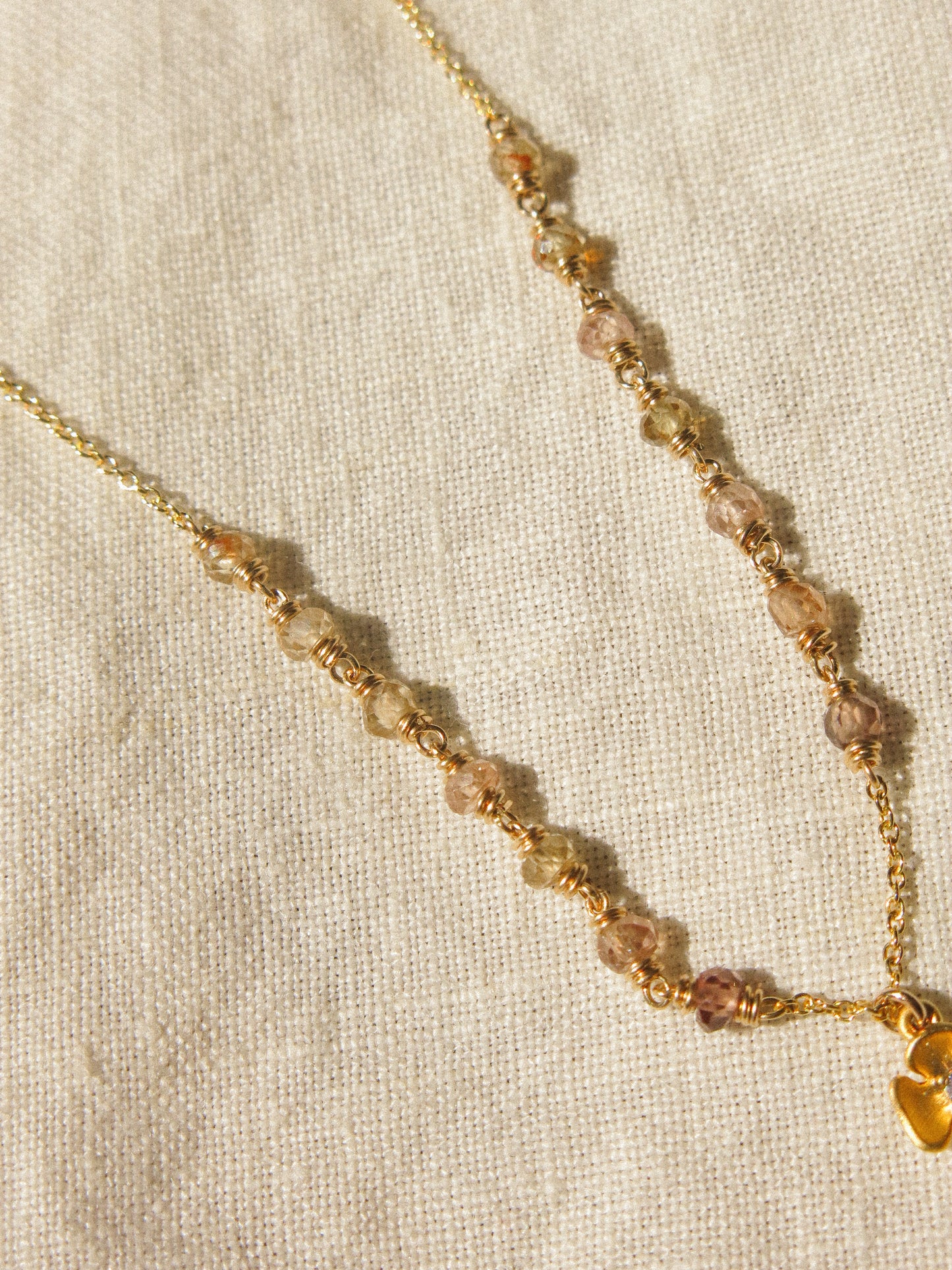 Zirconia Flower Charm Necklace with Zircon Ombré Accent, 16", 14K Gold Fill
