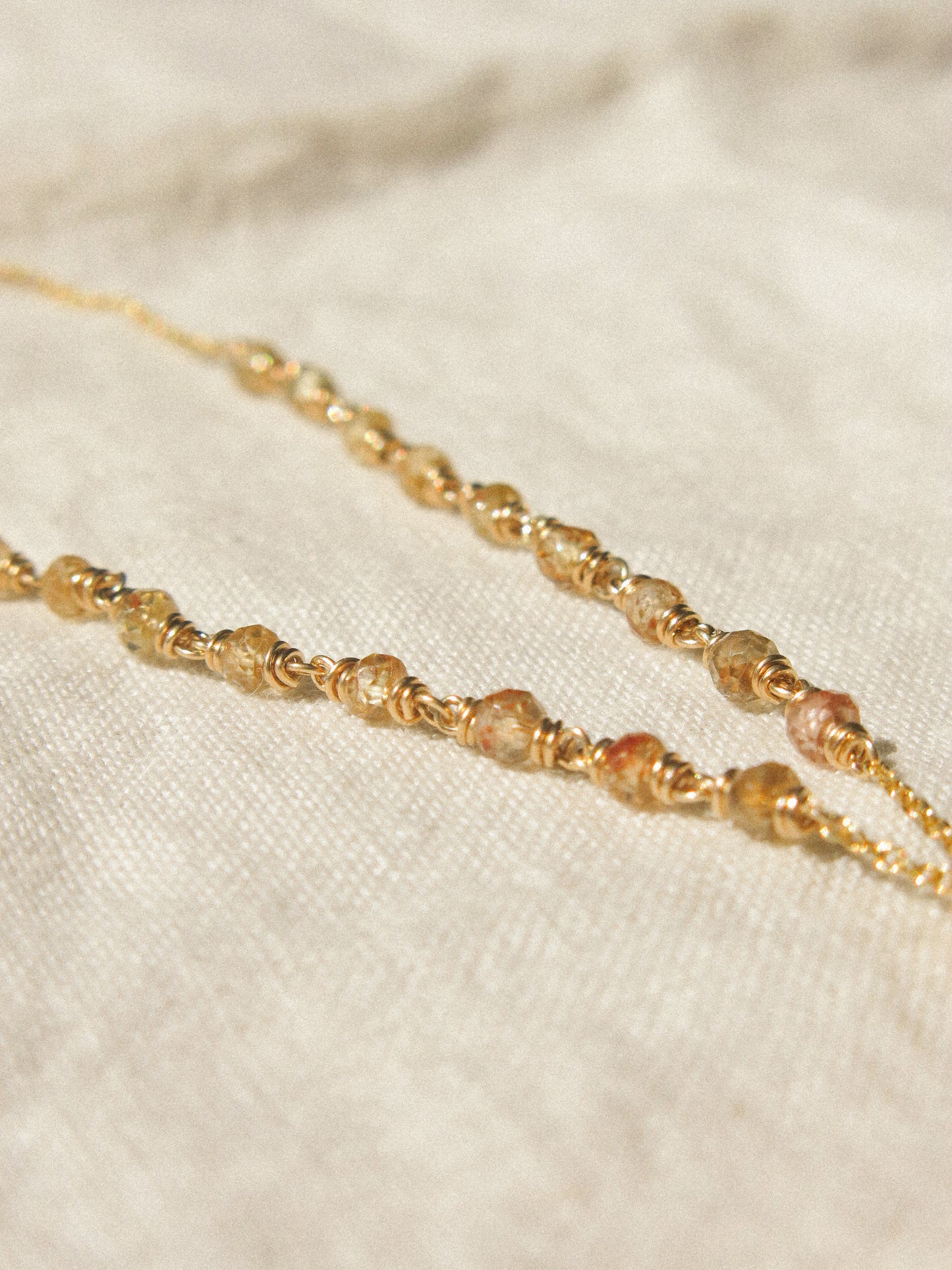 Prong Set Mauve Peach Faceted Round Spinel Necklace with Zircon Ombré Accent, 15", 14K Gold Fill
