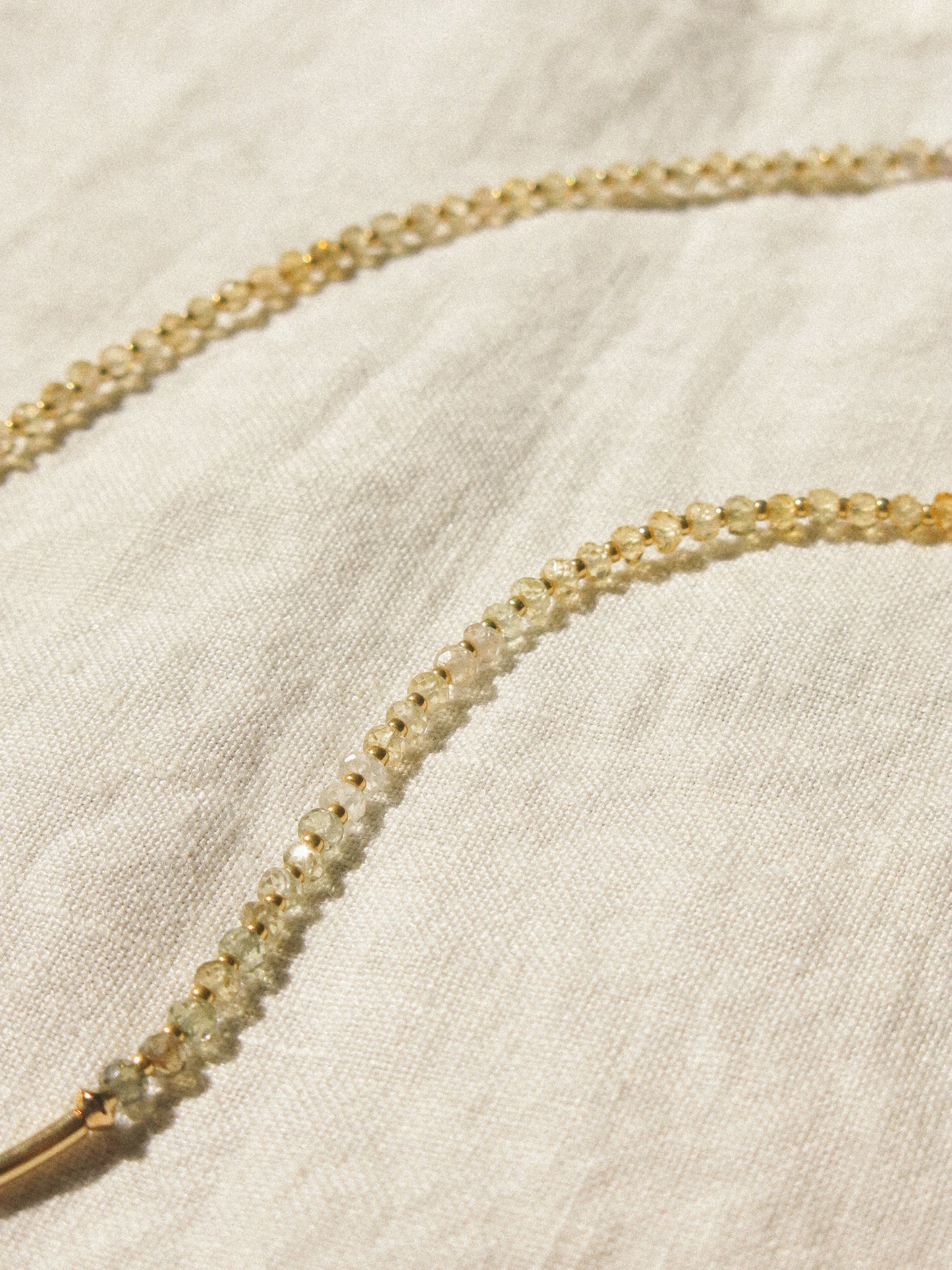 Serpentine 18K Gold Vermeil Bezel Set Pendant on Ombré Faceted Zircon Strung Necklace, 14.5", 14K Gold Fill