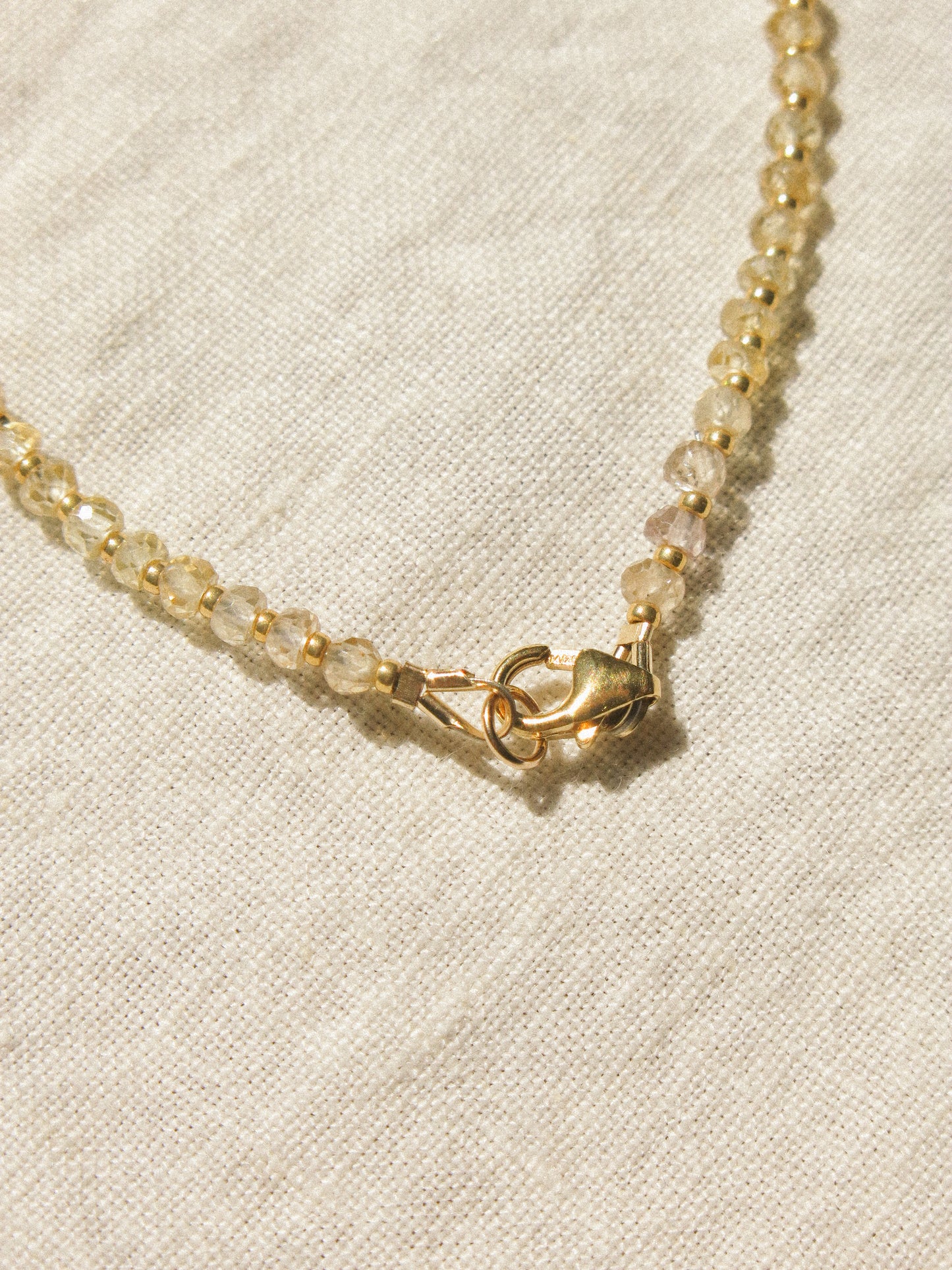 Serpentine 18K Gold Vermeil Bezel Set Pendant on Ombré Faceted Zircon Strung Necklace, 14.5", 14K Gold Fill