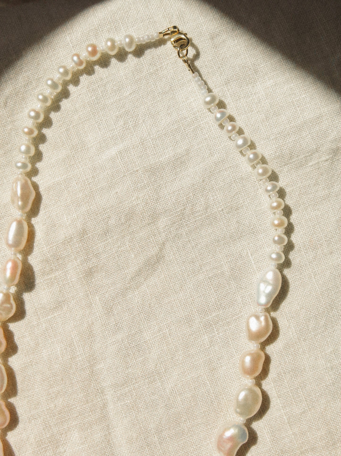 Pearl in an Oyster Necklace with Keshi Nugget Pearls, 14.75", 14K Gold Fill