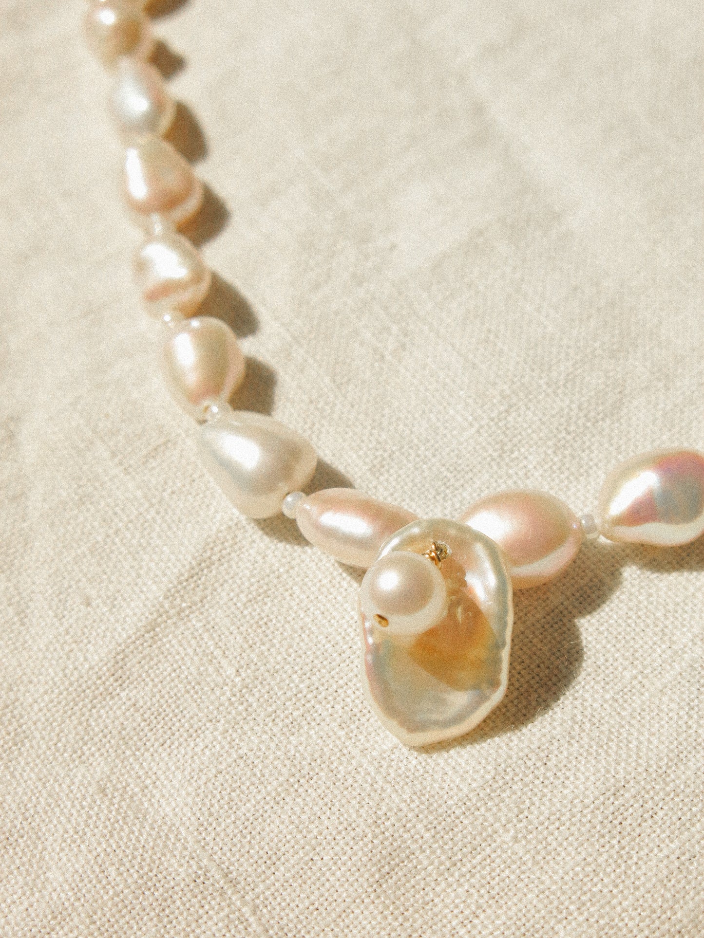 Pearl in an Oyster Necklace with Keshi Nugget Pearls, 14.75", 14K Gold Fill