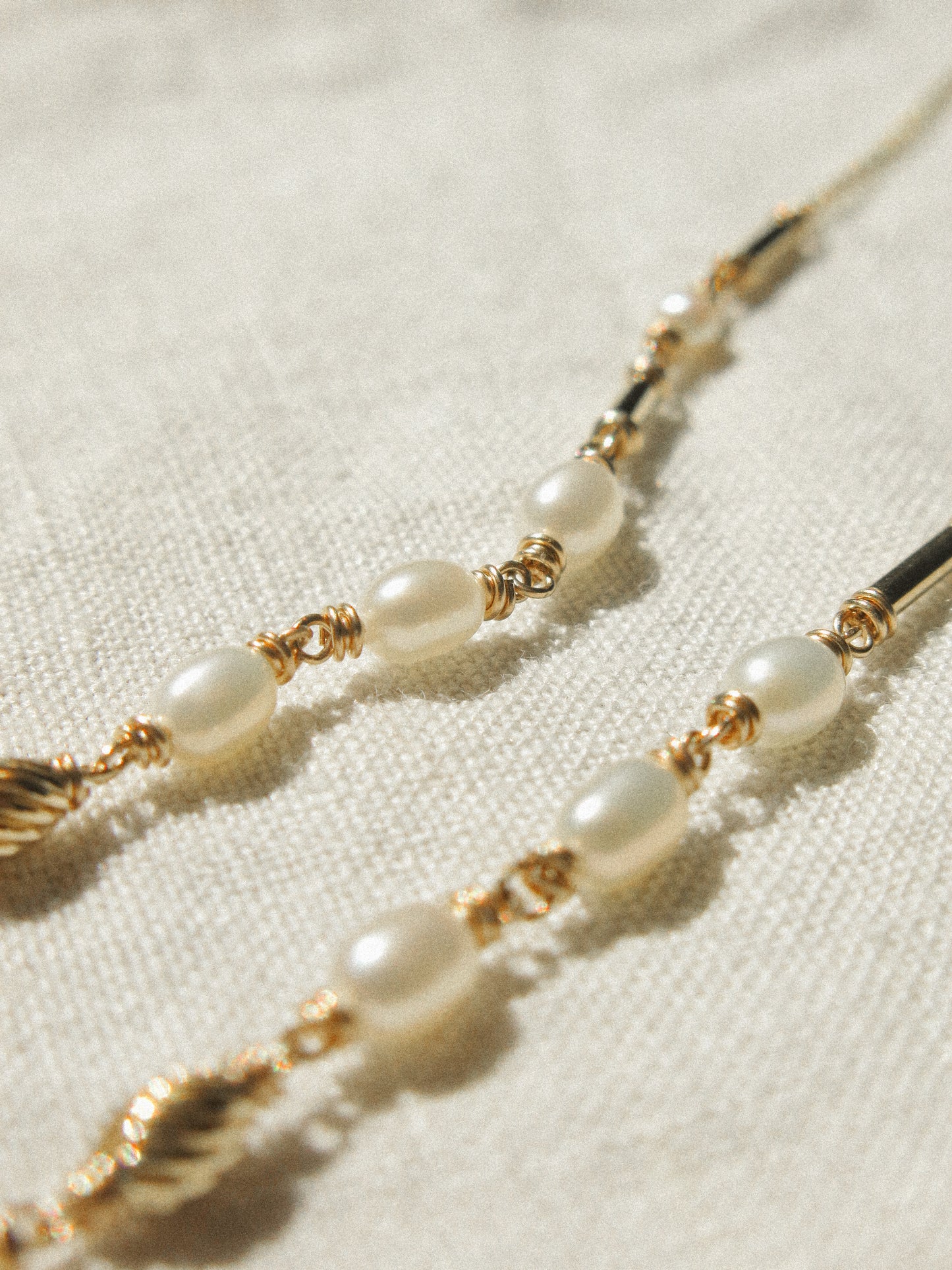 Minimalist White Pearl Choker Necklace with Gold Fill Beads, 15.25", 14K Gold Fill