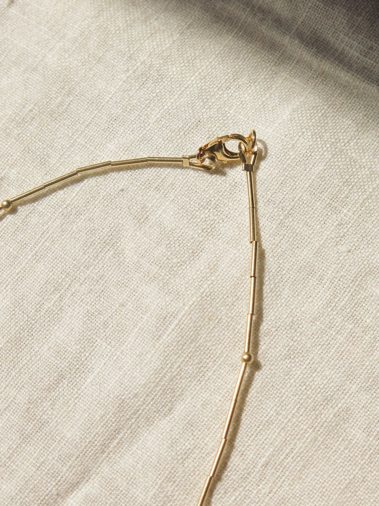 Faceted Brandy Citrine Teardrop and Delicate Tube Strung Necklace with Matte Gold Fill Ball Accent, 16", 14k Gold Fill
