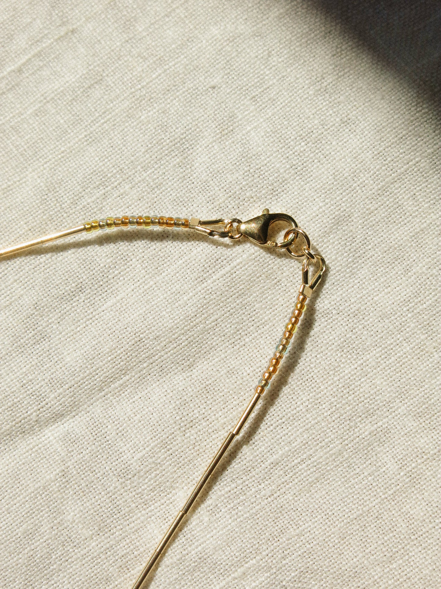 Ethiopian Opal Drop and Delicate Tube Strung Necklace, 14.5", 14k Gold Fill