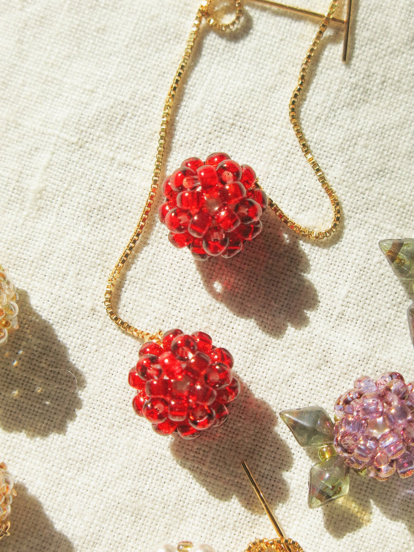 Cherry Threader Earrings, 14K Gold Fill