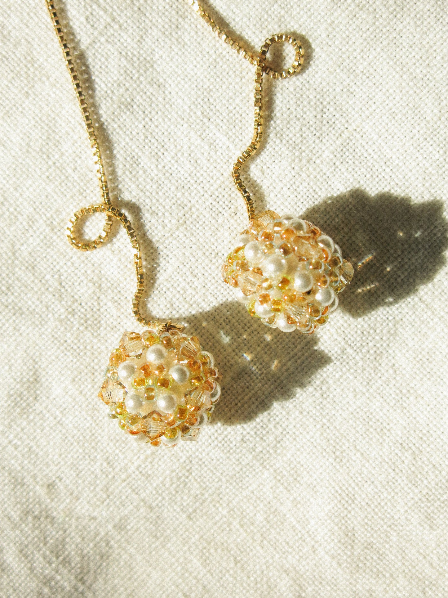 Sphere Threaders in Bloom: Beaded with Miyuki Glass Beads and Swarovski Crystals, 14K Gold Fill