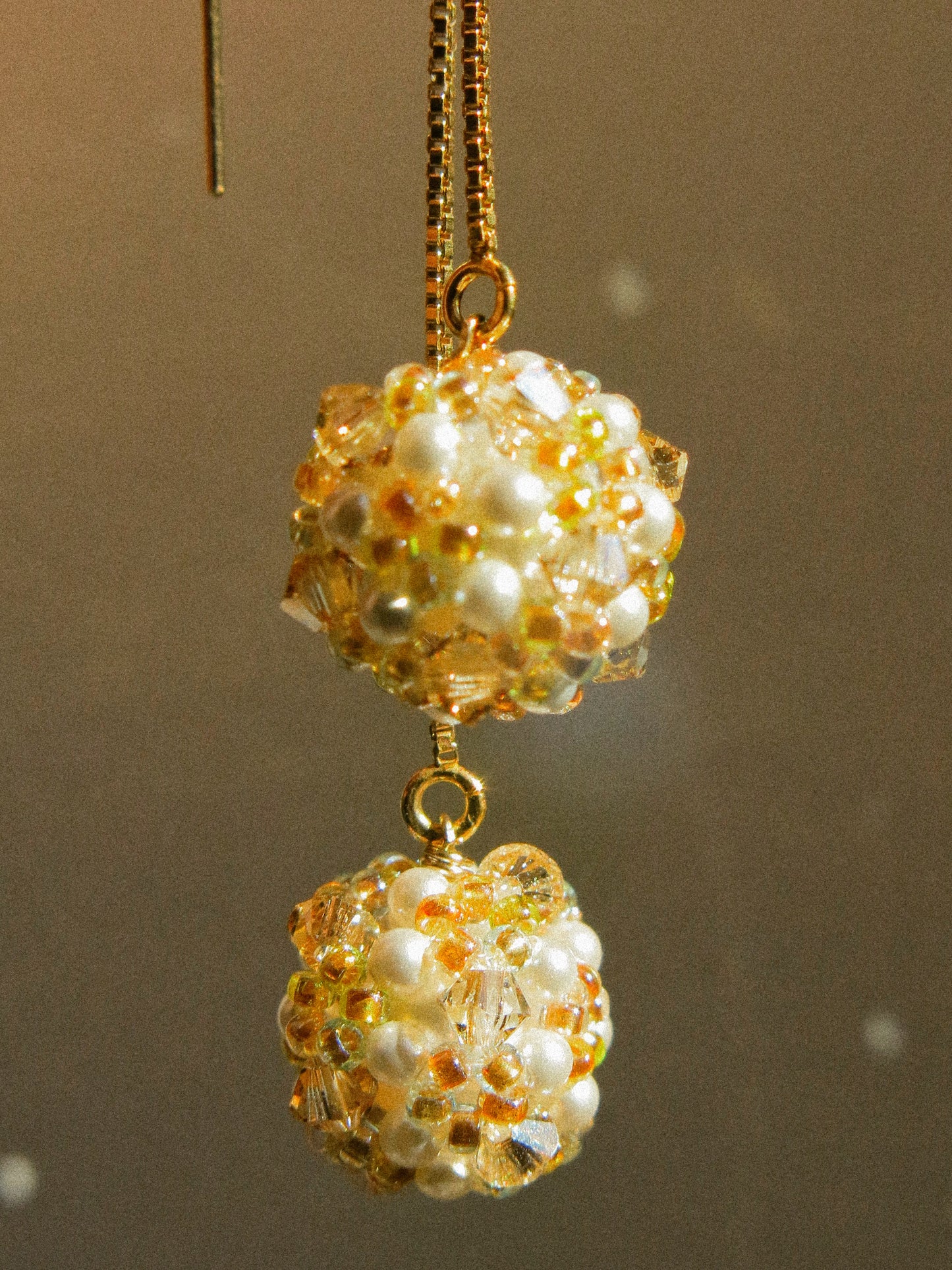 Sphere Threaders in Bloom: Beaded with Miyuki Glass Beads and Swarovski Crystals, 14K Gold Fill