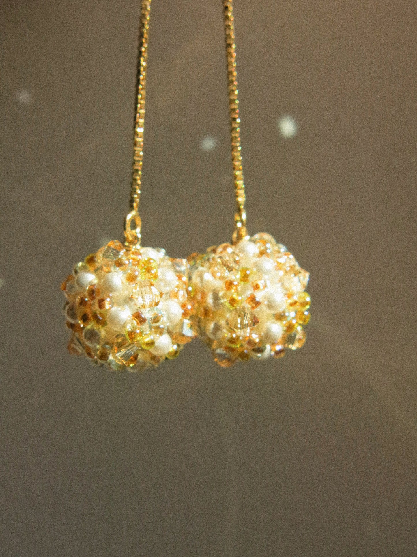 Sphere Threaders in Bloom: Beaded with Miyuki Glass Beads and Swarovski Crystals, 14K Gold Fill