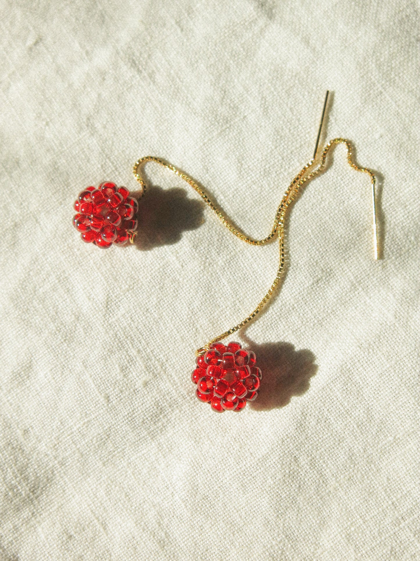 Cherry Threader Earrings, 14K Gold Fill