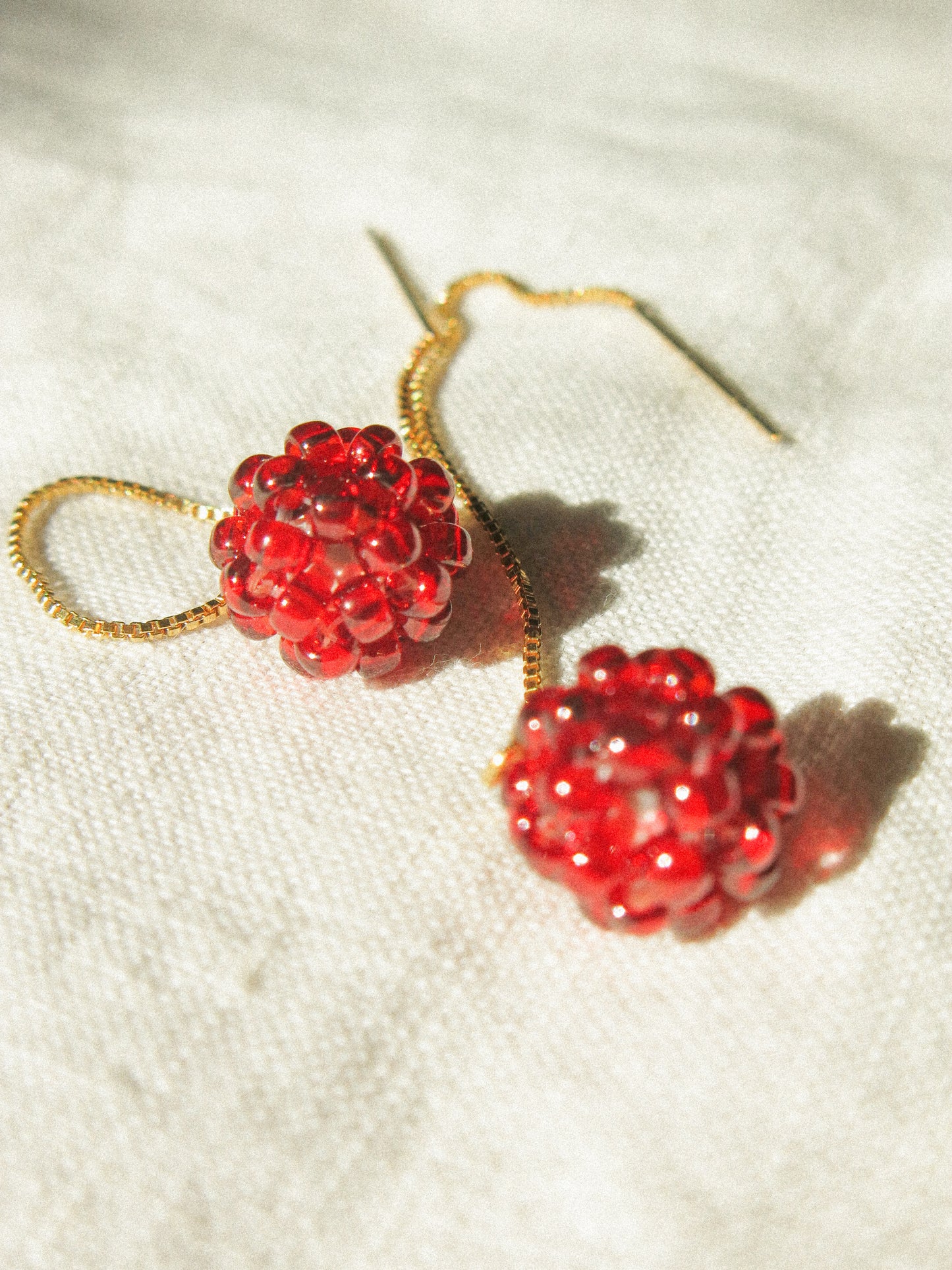 Cherry Threader Earrings, 14K Gold Fill